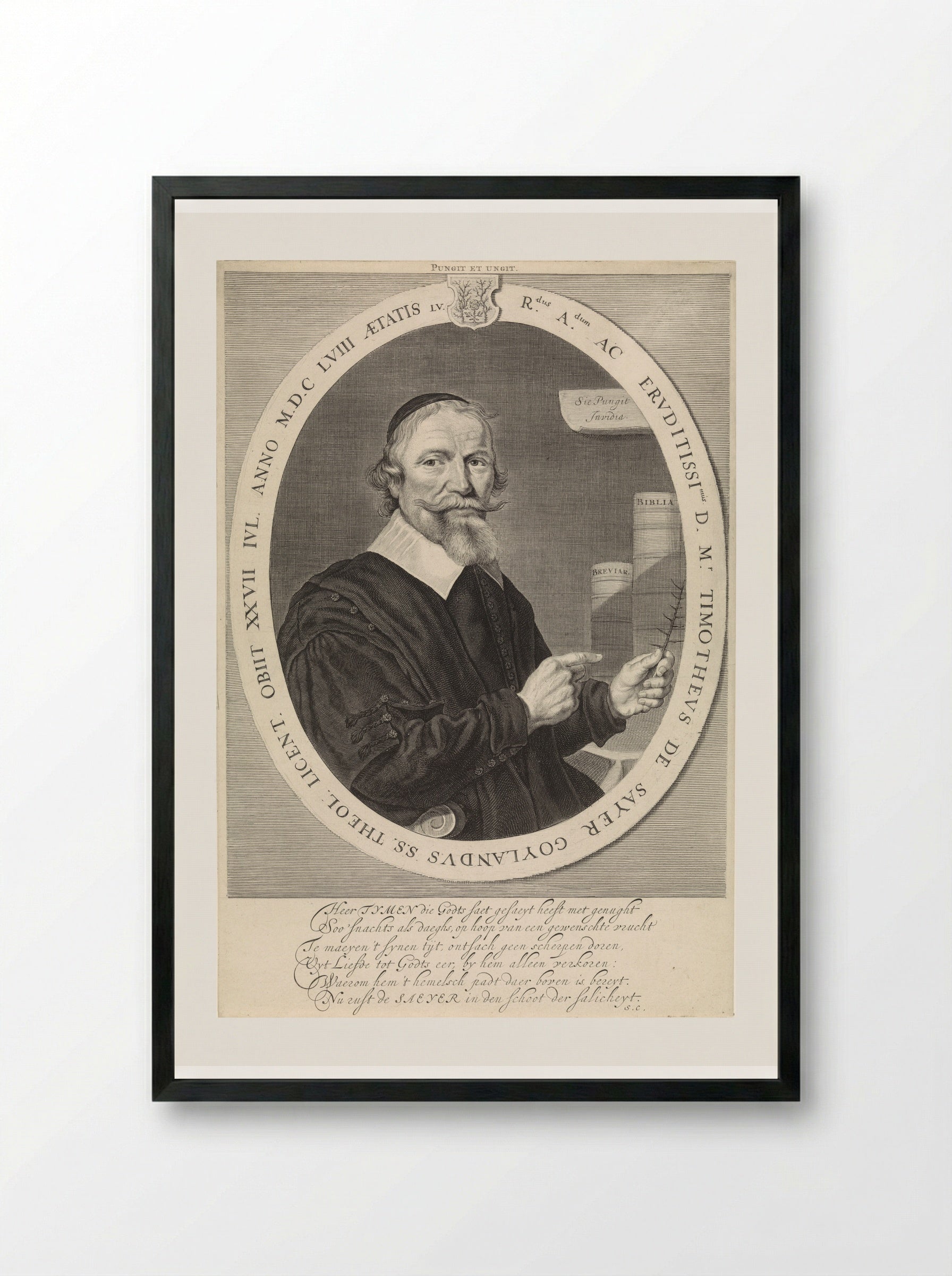 Portrait of Timotheus de Sayer - Theodor Matham - Framed Print Black