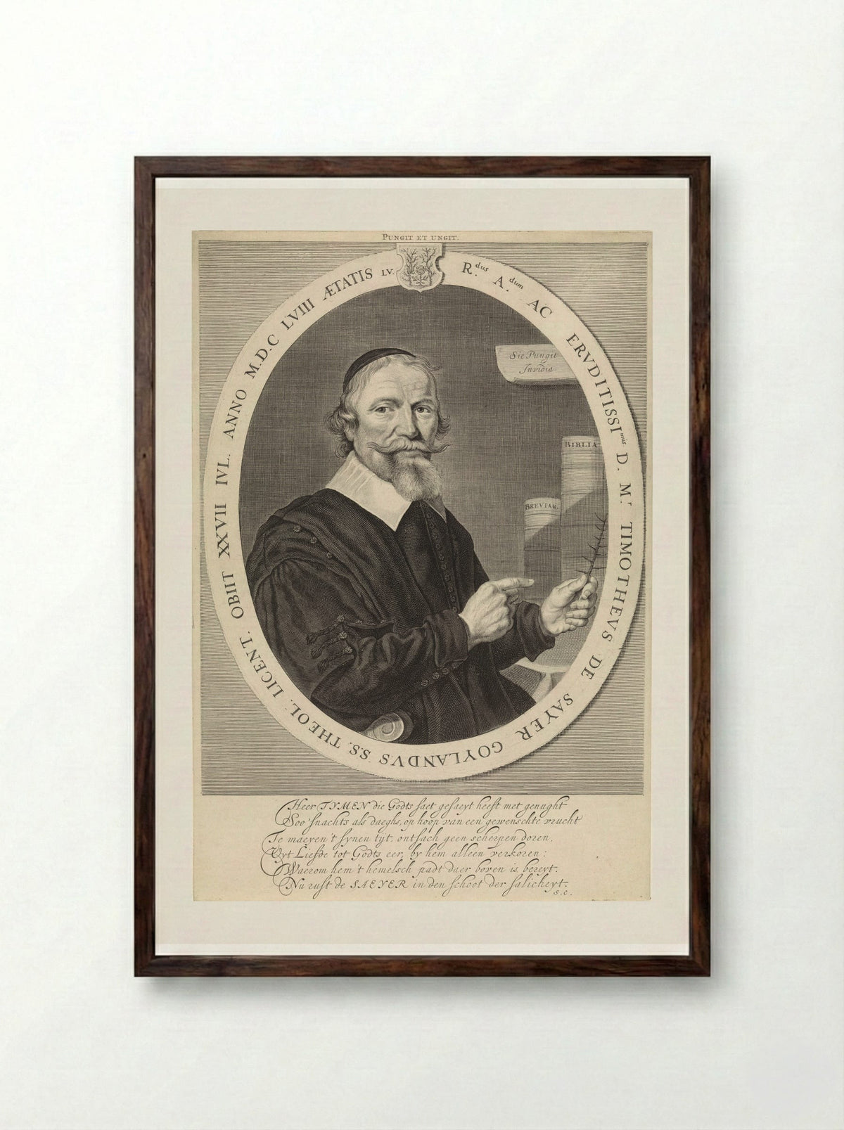 Portrait of Timotheus de Sayer - Theodor Matham - Framed Print Dark Wood