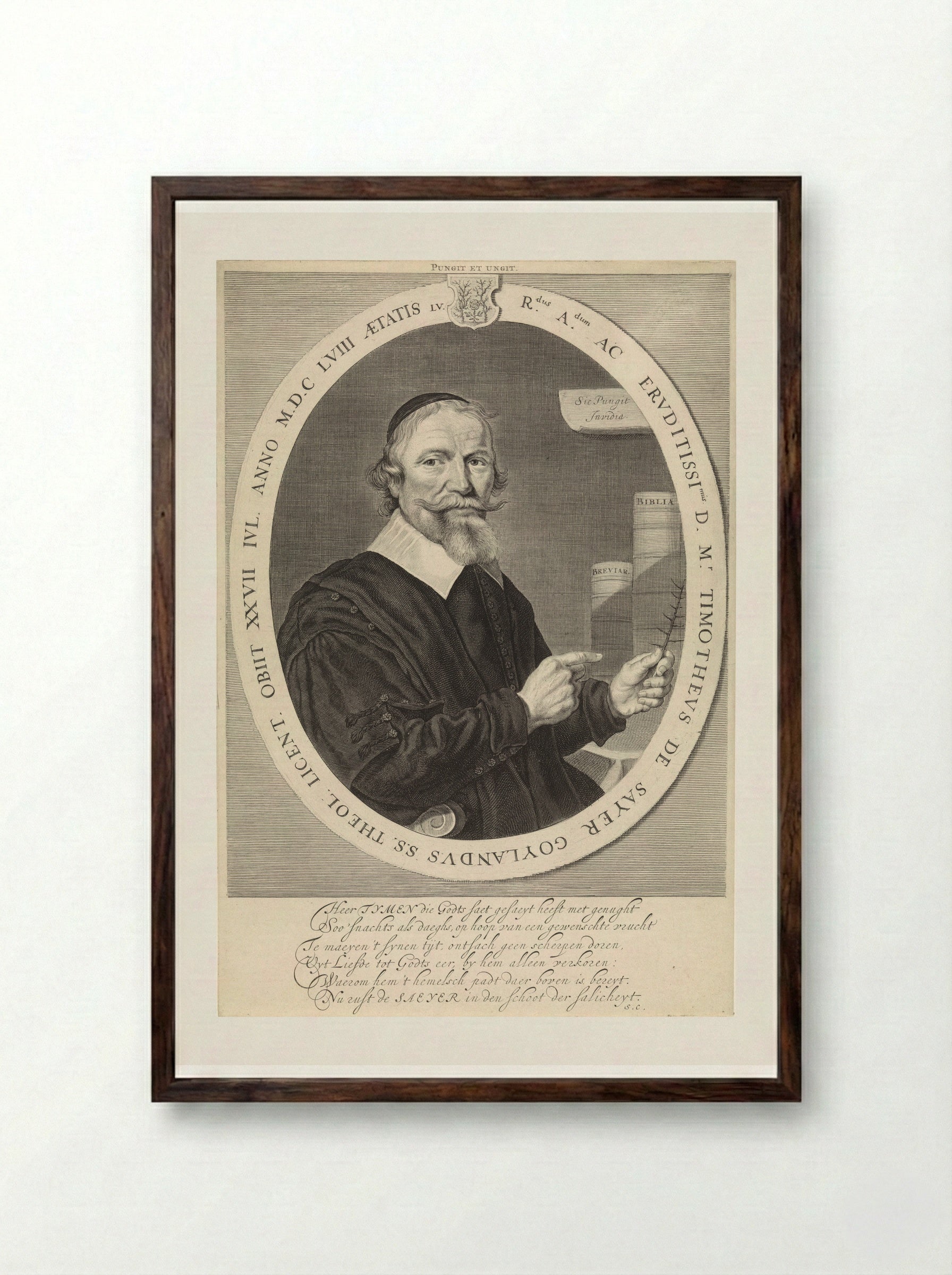 Portrait of Timotheus de Sayer - Theodor Matham - Framed Print Dark Wood