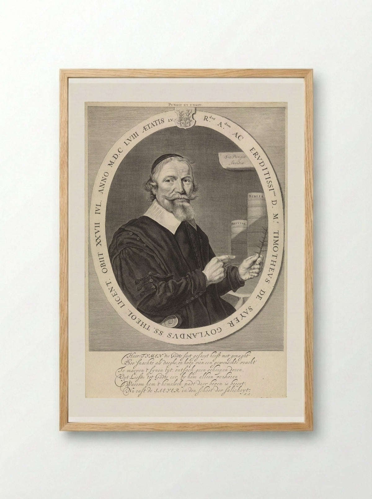 Portrait of Timotheus de Sayer - Theodor Matham - Framed Print Wood