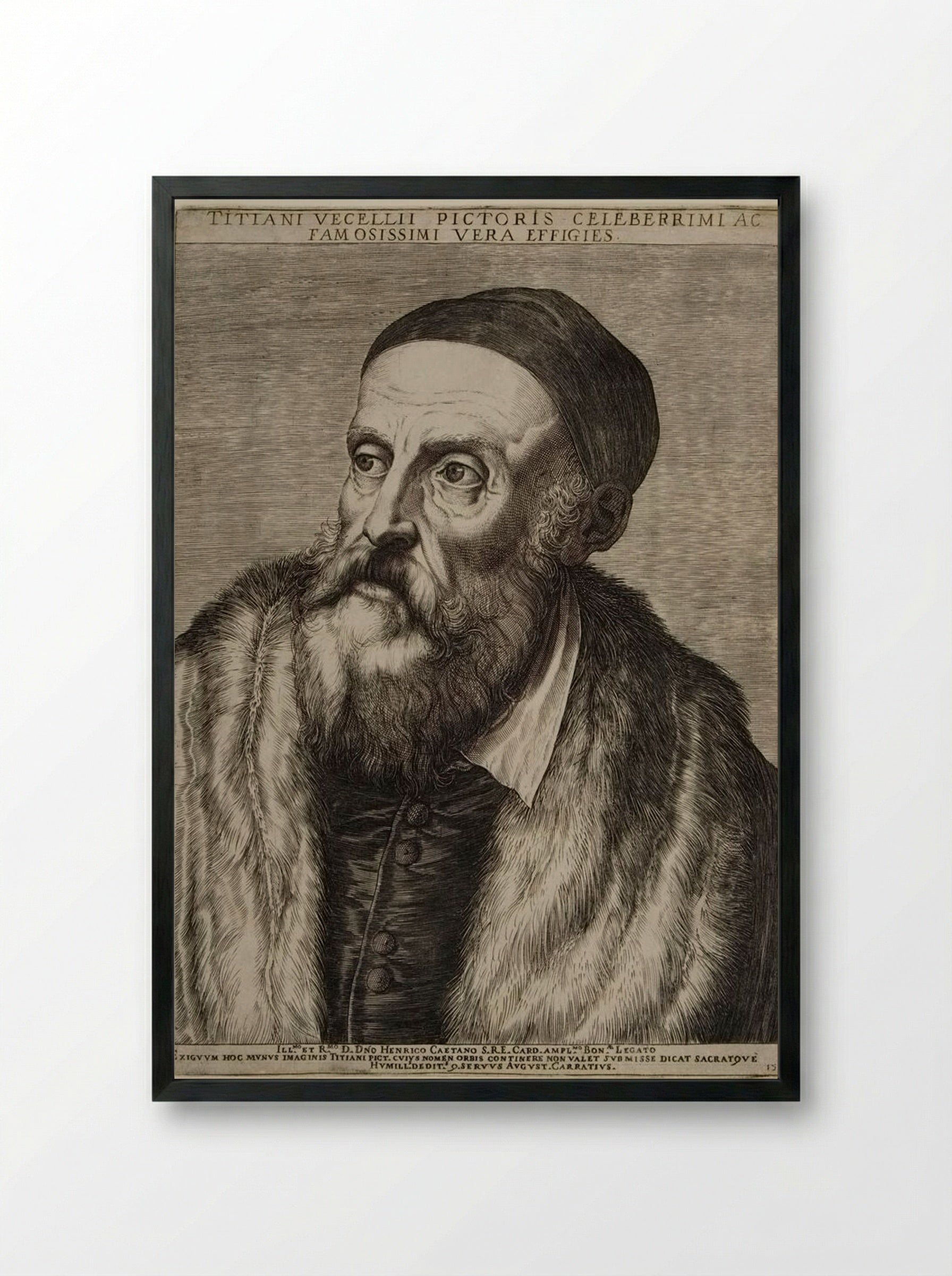 Portrait of Titian - Agostino Carracci - Framed Print Black