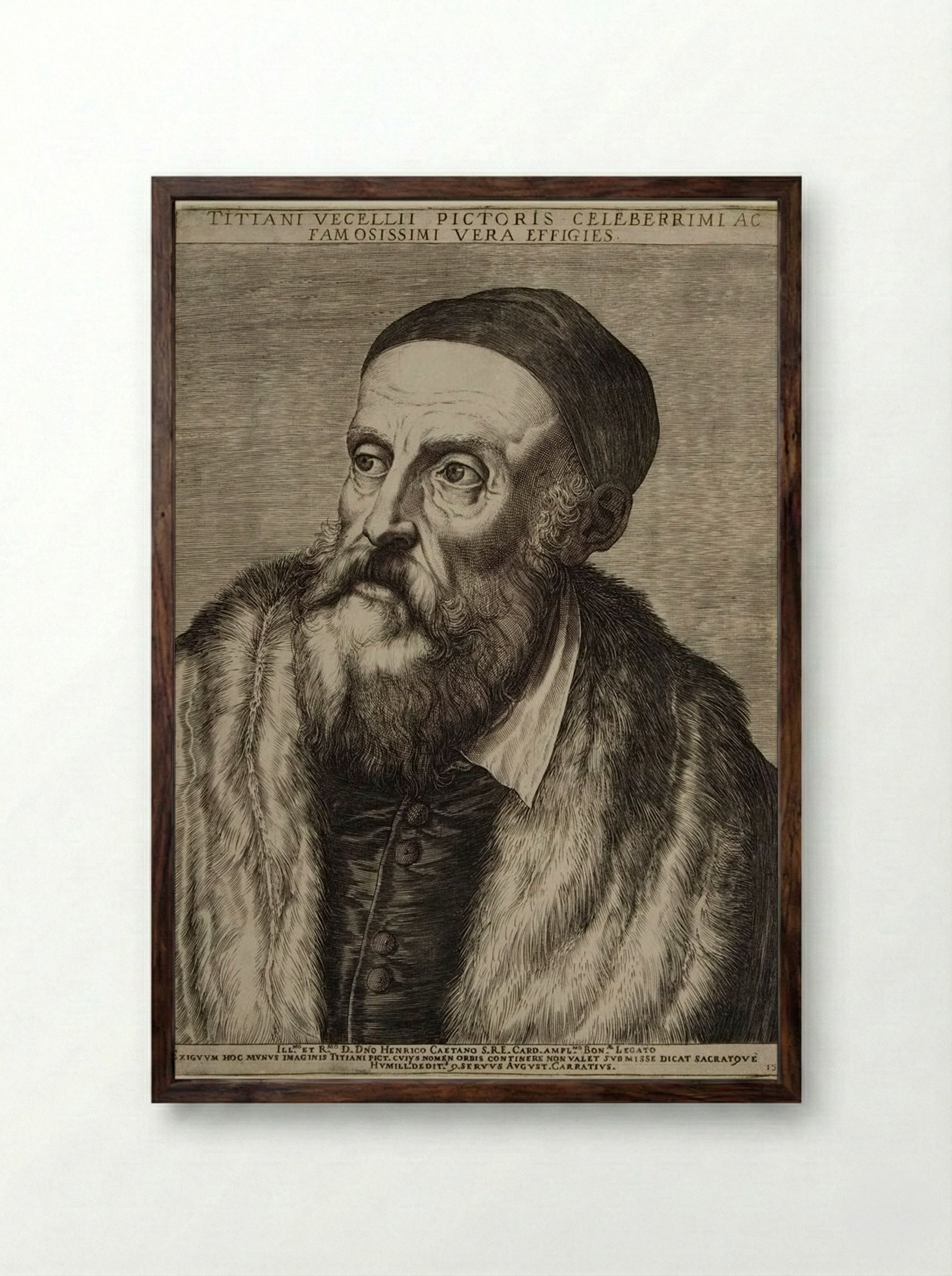 Portrait of Titian - Agostino Carracci - Framed Print Dark Wood