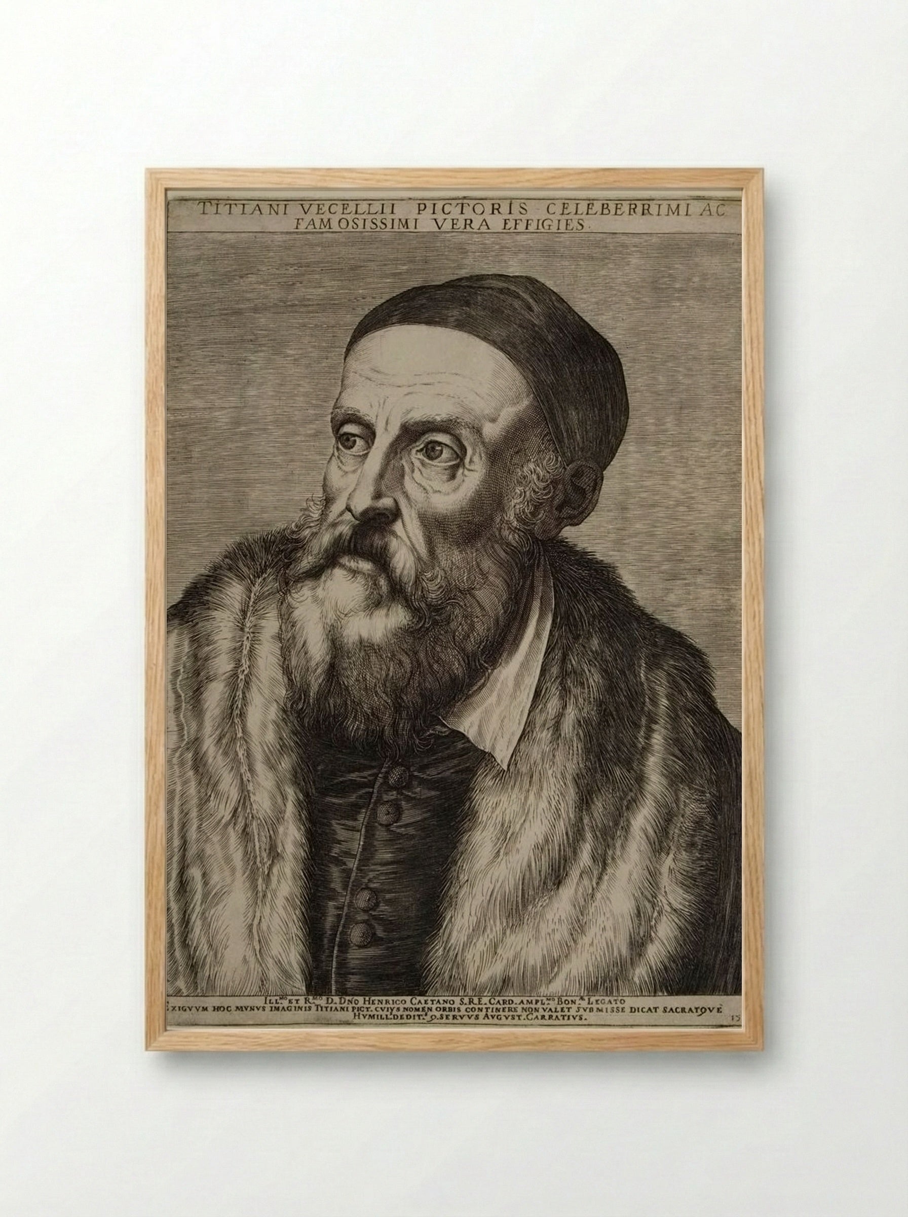 Portrait of Titian - Agostino Carracci - Framed Print Wood