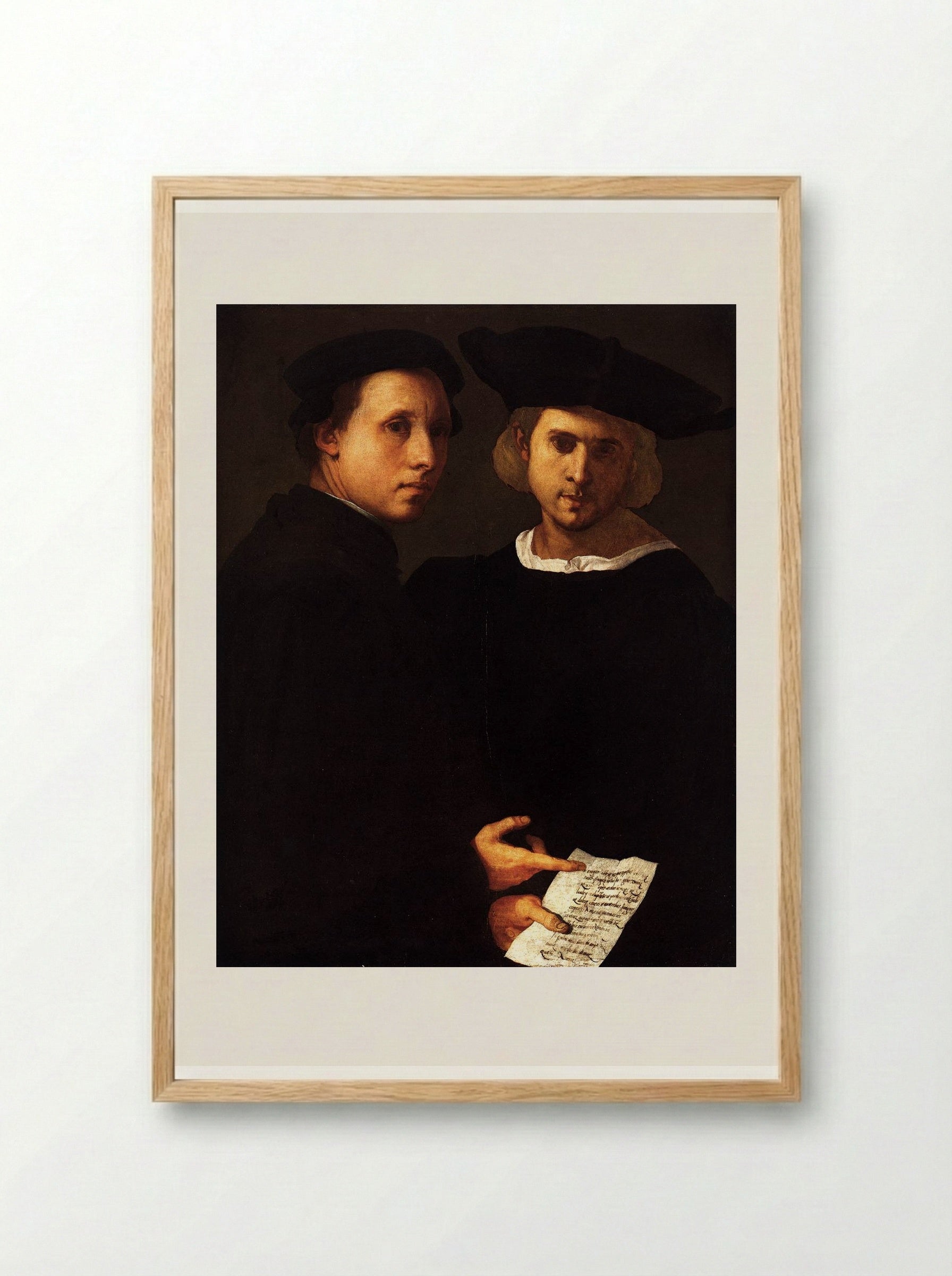 Portrait of Two Friends - Jacopo Pontormo - Framed Print Wood