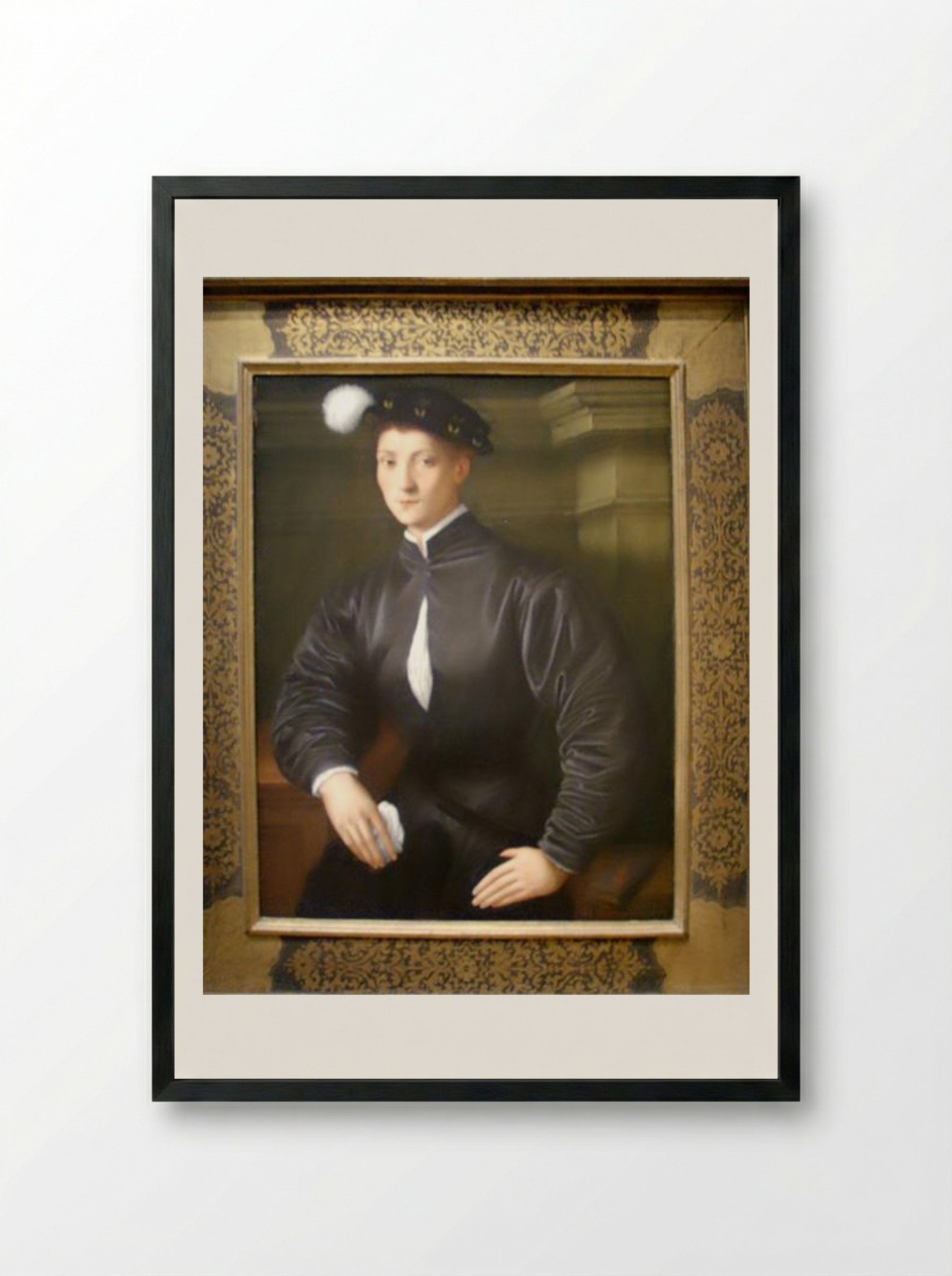 Portrait of Ugolino Martelli - Jacopo Pontormo - Framed Print Black