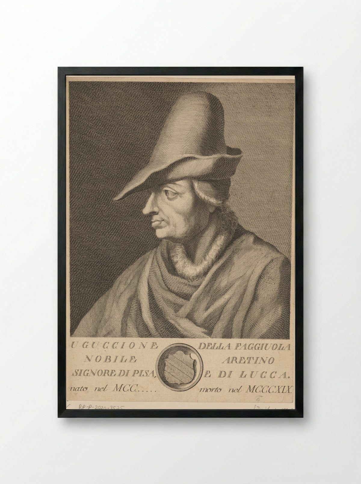 Portrait of Uguccione della Faggiola - Francesco Allegrini - Framed Print Black