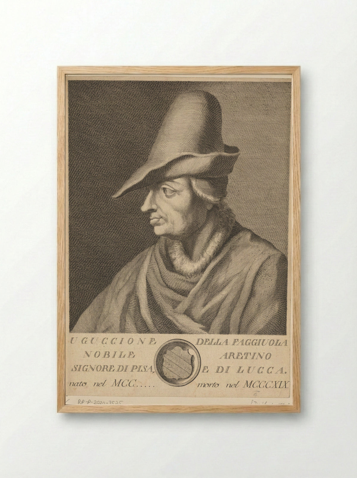 Portrait of Uguccione della Faggiola - Francesco Allegrini - Framed Print Wood