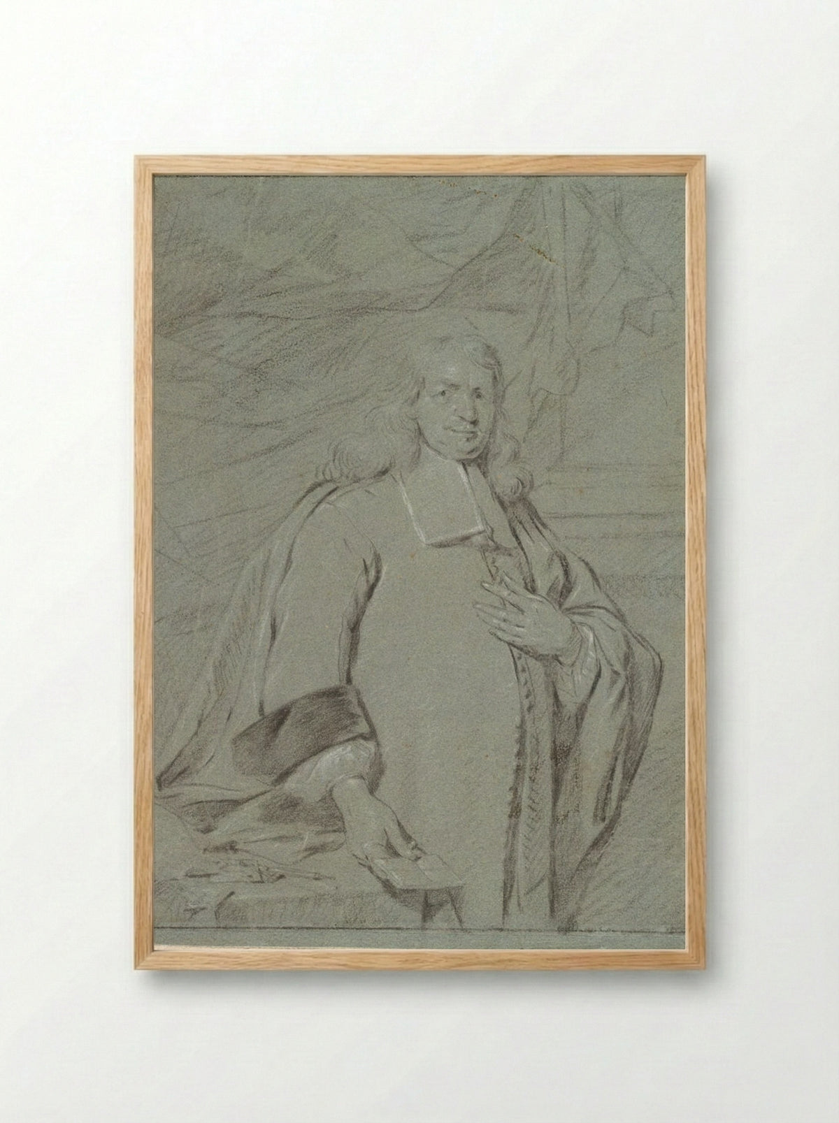 Portrait of Unidentified Standing Man - Abraham van den Tempel - Framed Print Wood