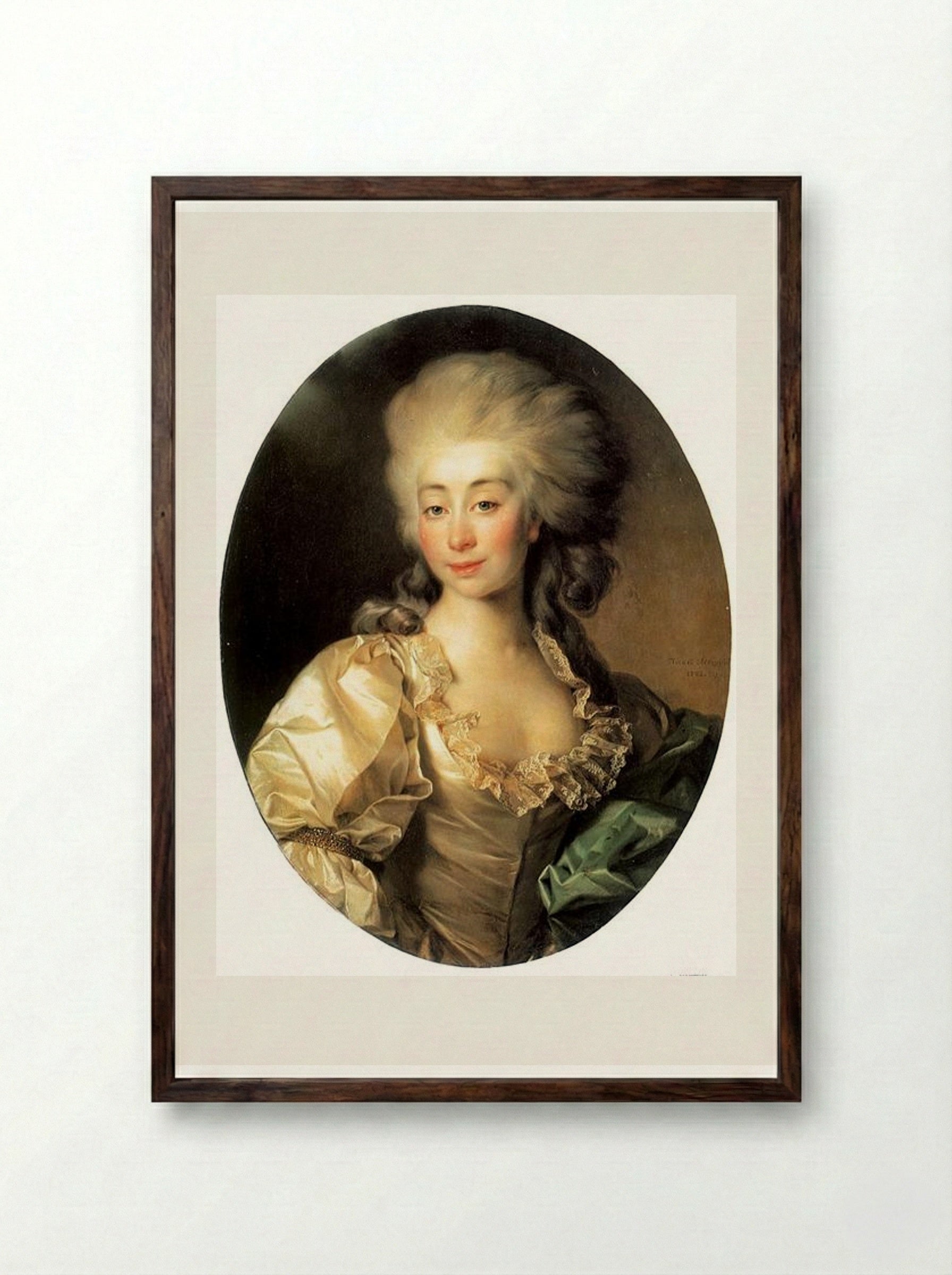 Portrait of Ursula Mniszech - Dmitry Levitzky - Framed Print Dark Wood