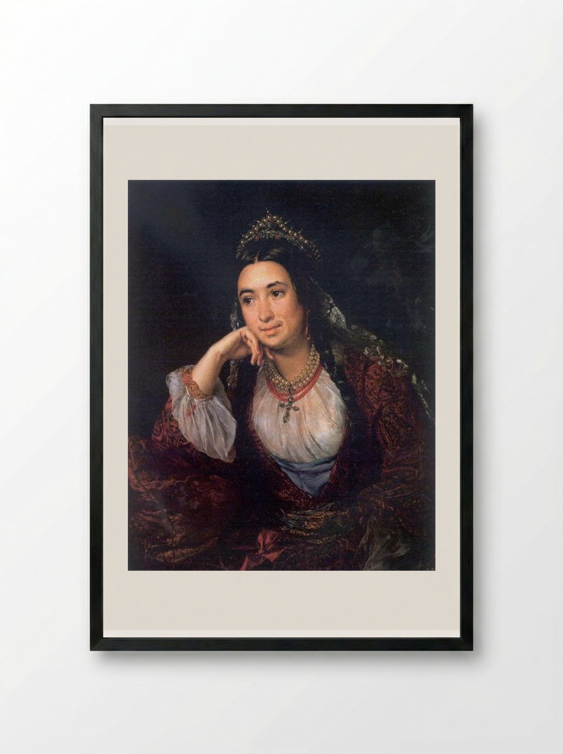 Portrait of V.I. Lizogub - Vasily Tropinin - Framed Print Black