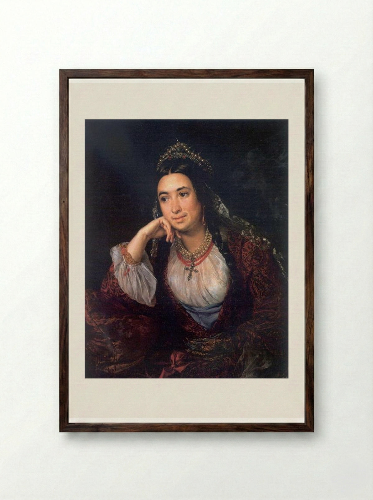 Portrait of V.I. Lizogub - Vasily Tropinin - Framed Print Dark Wood