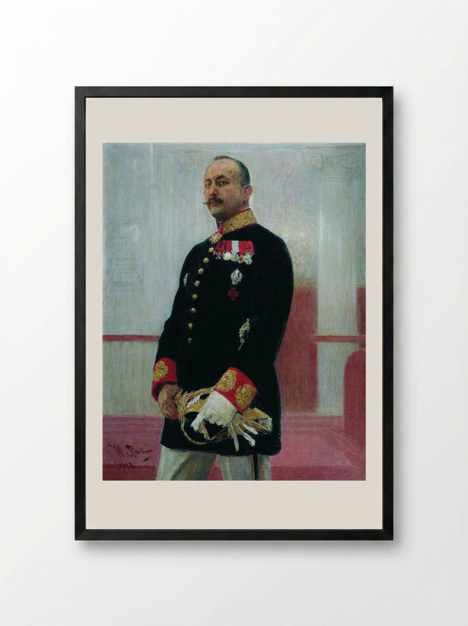 Portrait of V. Gudovich - Ilya Repin - Framed Print Black