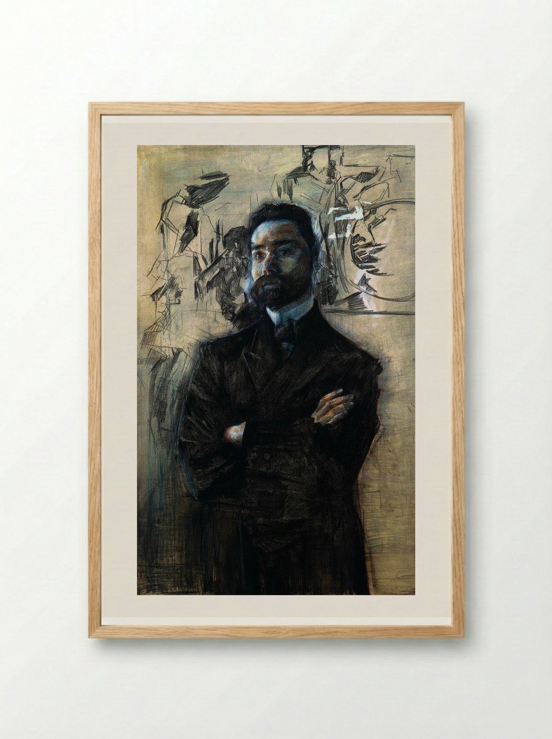 Portrait of Valery Bryusov - Mikhail Vrubel - Framed Print Wood