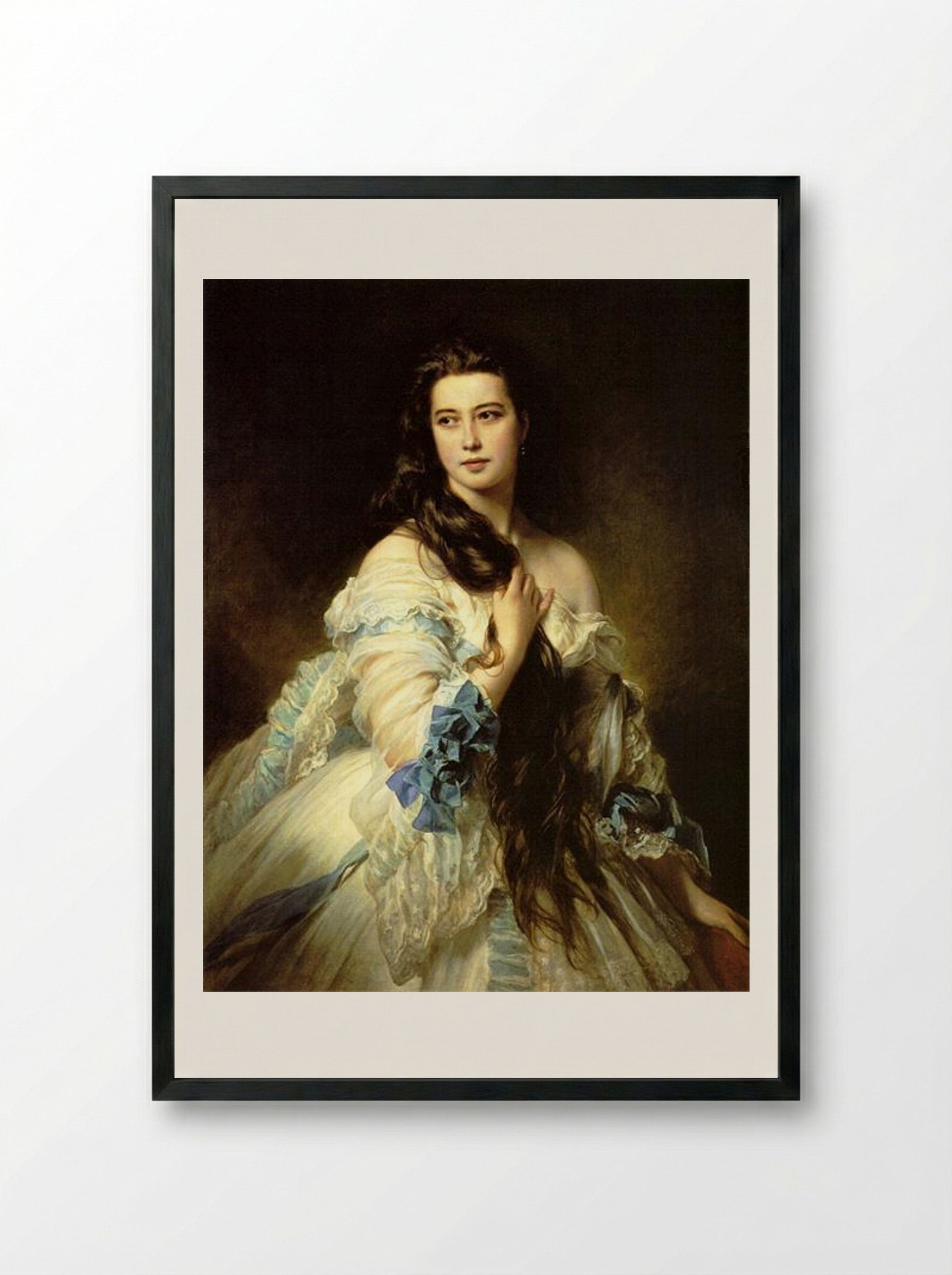 Portrait of Varvara Dmitrievna Rimskaya-Korsakova - Franz Xaver Winterhalter - Framed Print Black