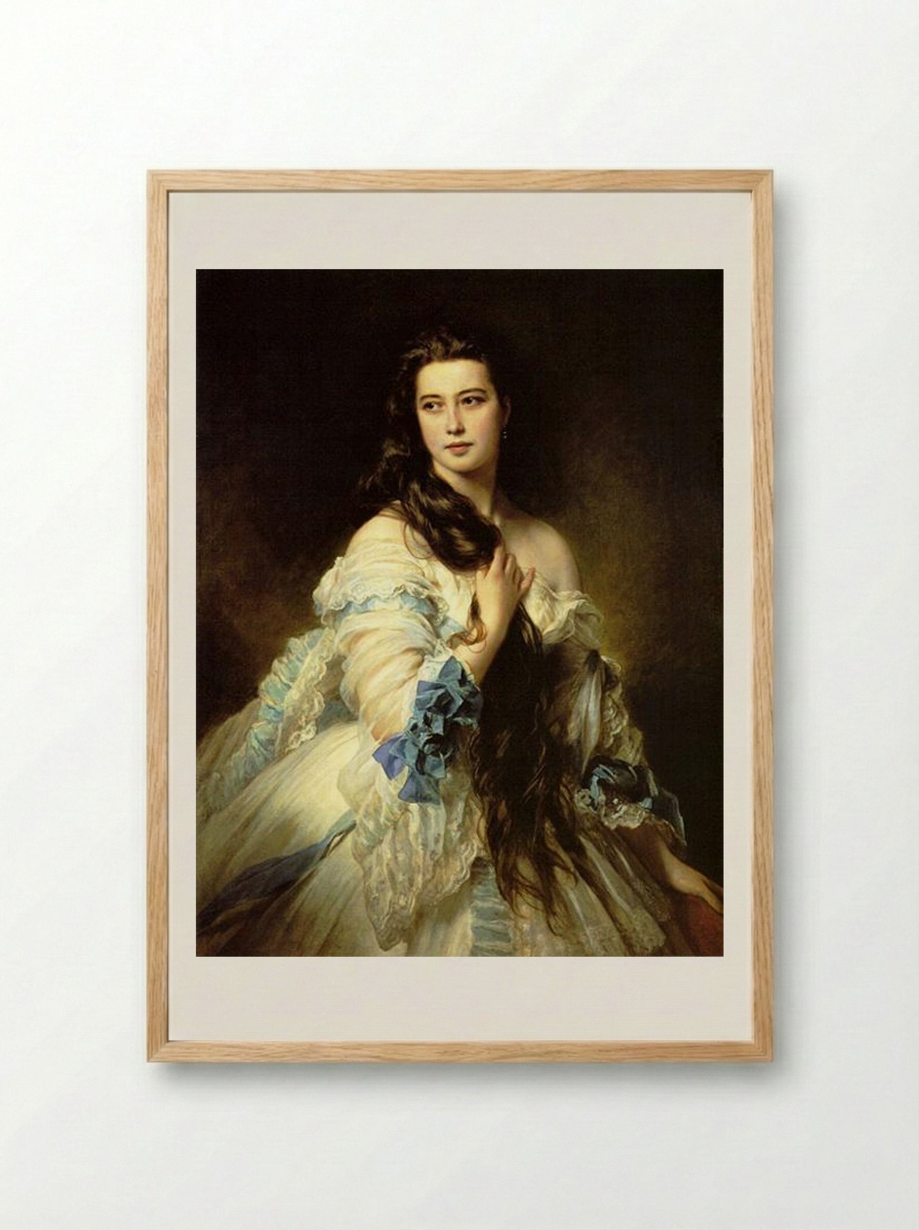 Portrait of Varvara Dmitrievna Rimskaya-Korsakova - Franz Xaver Winterhalter - Framed Print Wood