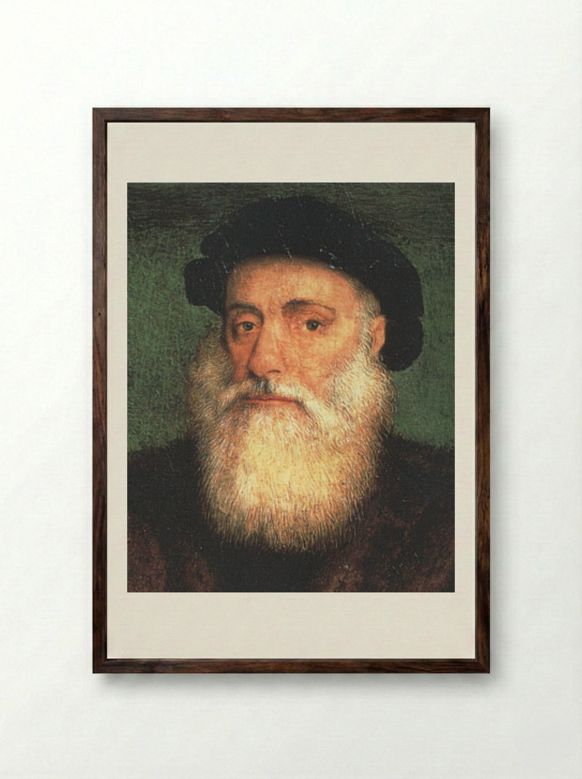 Portrait of Vasco da Gama - Gregorio Lopes - Framed Print Dark Wood