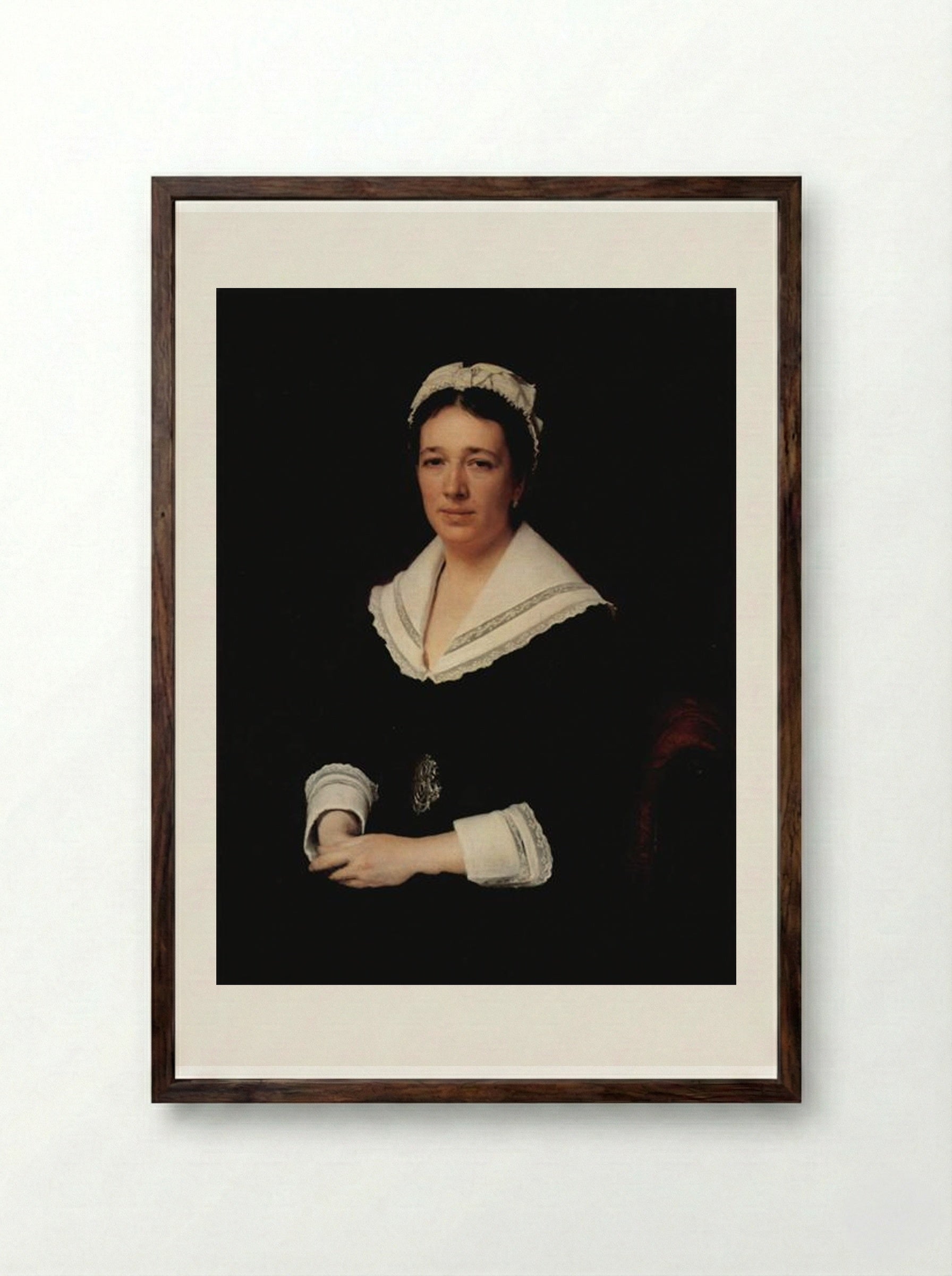 Portrait of Vera Nikolaevna Tretjakowa - Ivan Kramskoy - Framed Print Dark Wood