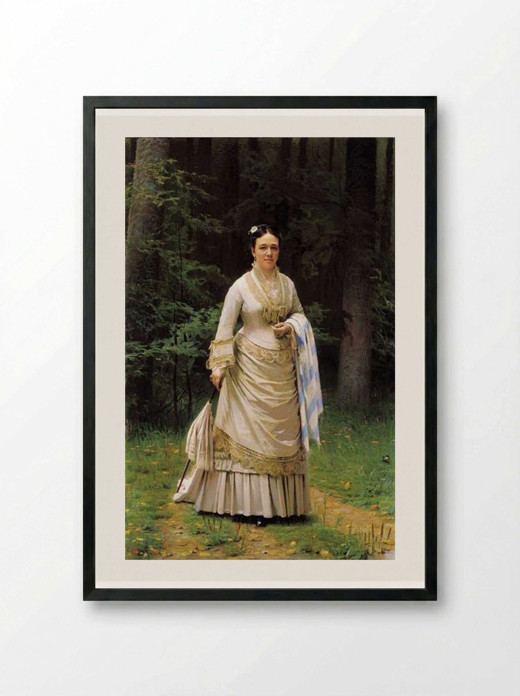 Portrait of Vera Nikolaevna Tretyakova - Ivan Kramskoy - Framed Print Black