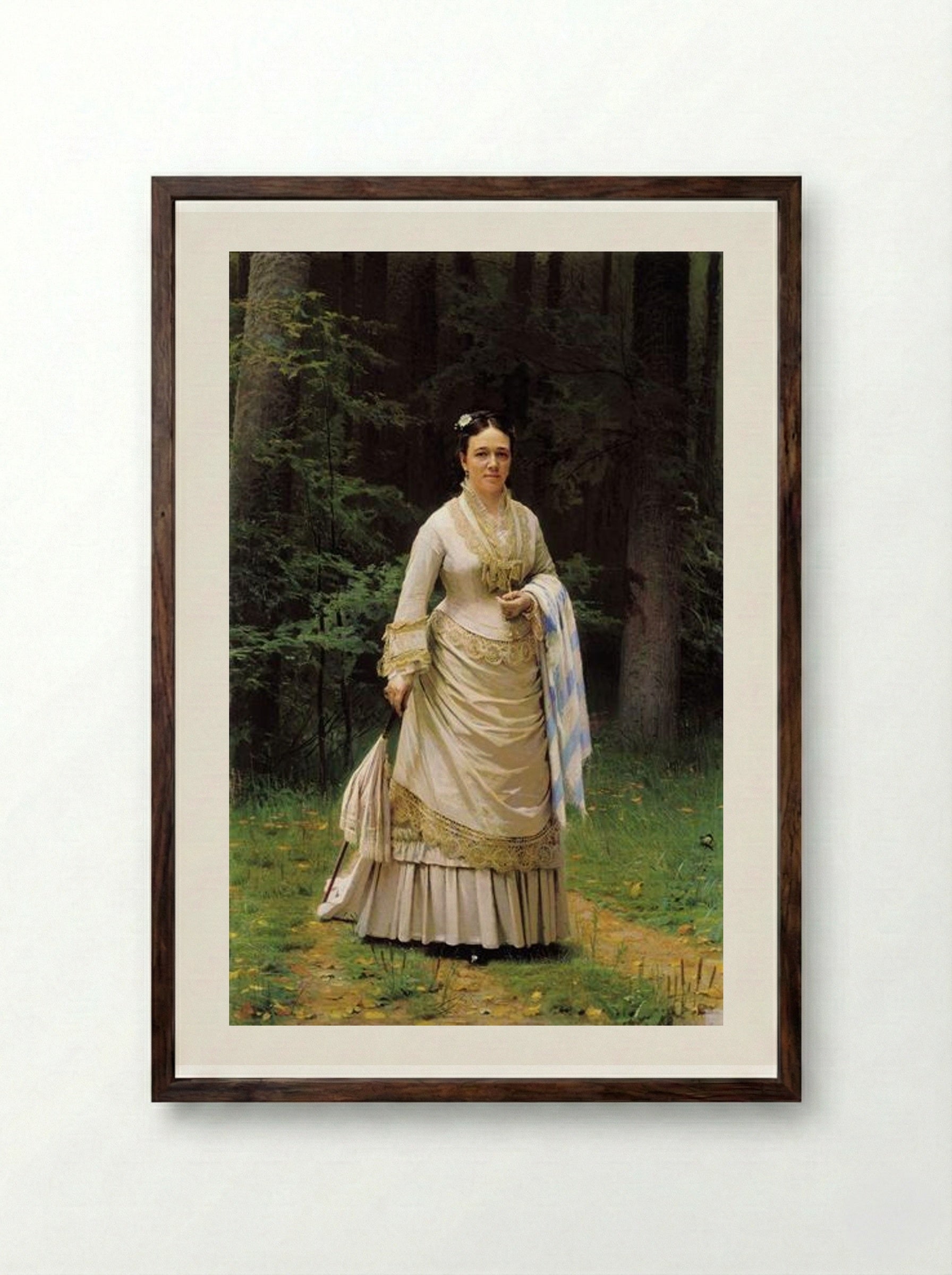 Portrait of Vera Nikolaevna Tretyakova - Ivan Kramskoy - Framed Print Dark Wood