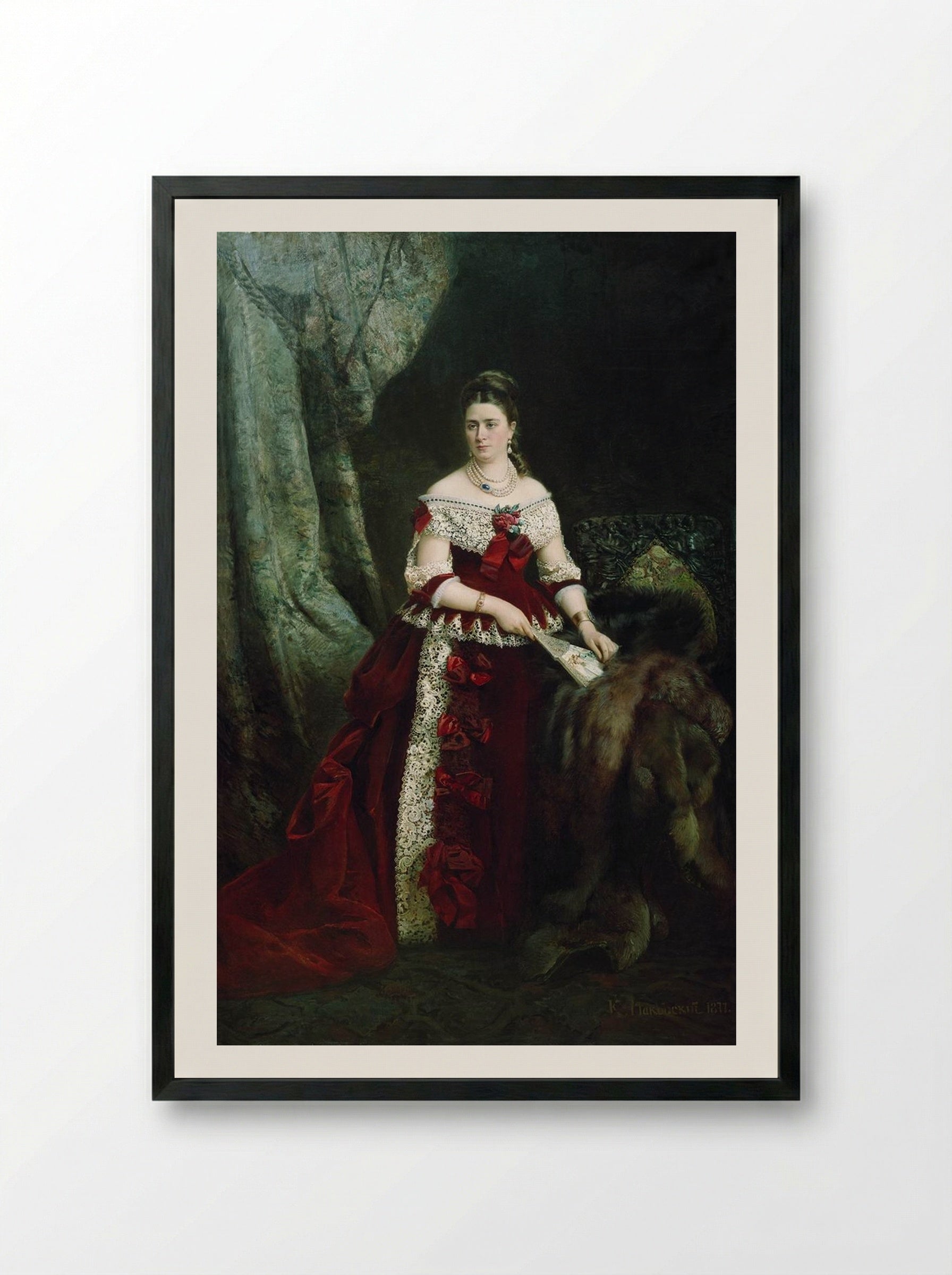 Portrait of Vera Zubova - Konstantin Makovsky - Framed Print Black