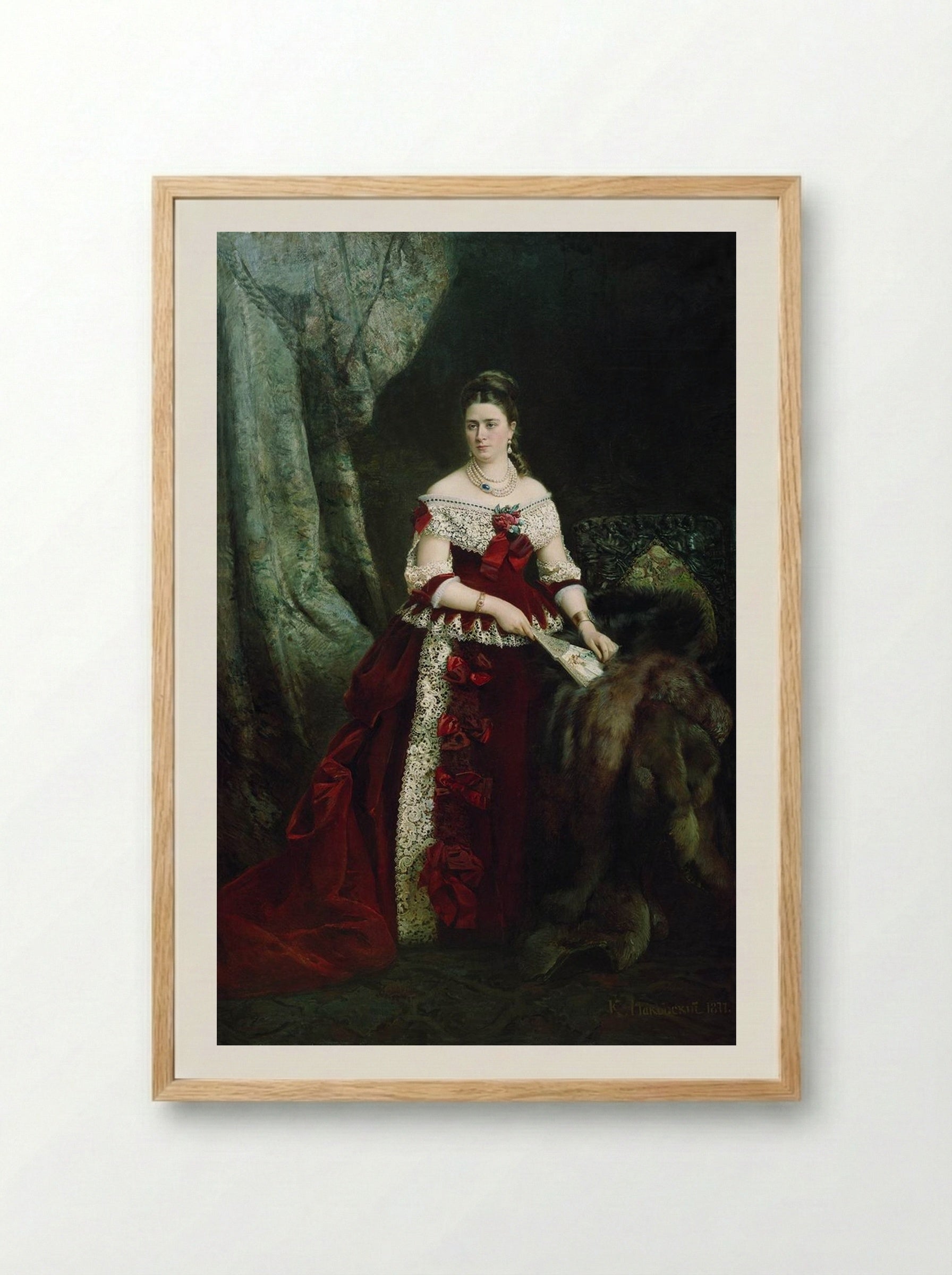 Portrait of Vera Zubova - Konstantin Makovsky - Framed Print Wood