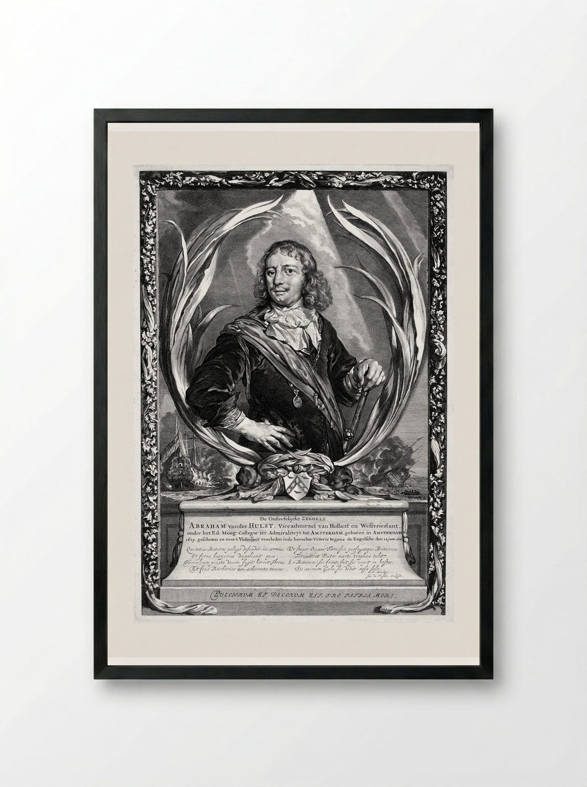 Portrait of Vice-Admiral Abraham van der Hulst - Johannes Visscher - Framed Print Black