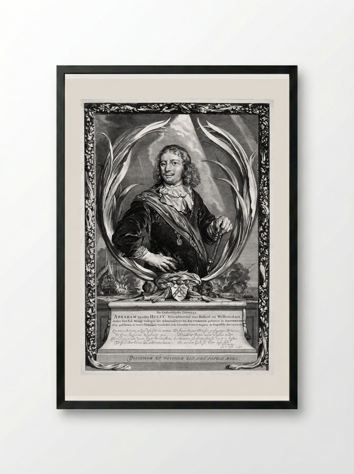 Portrait of Vice-Admiral Abraham van der Hulst - Johannes Visscher - Framed Print Black