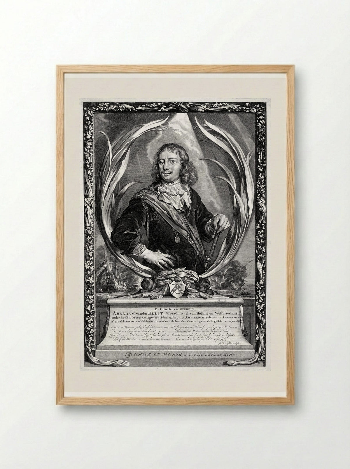Portrait of Vice-Admiral Abraham van der Hulst - Johannes Visscher - Framed Print Wood