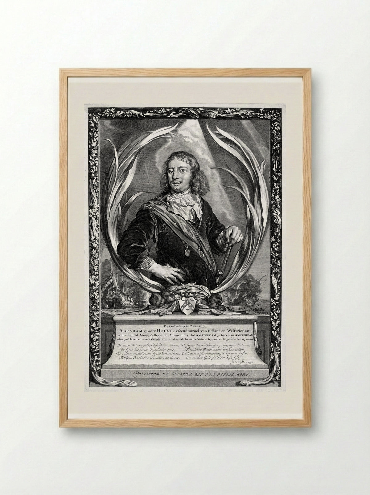 Portrait of Vice-Admiral Abraham van der Hulst - Johannes Visscher - Framed Print Wood