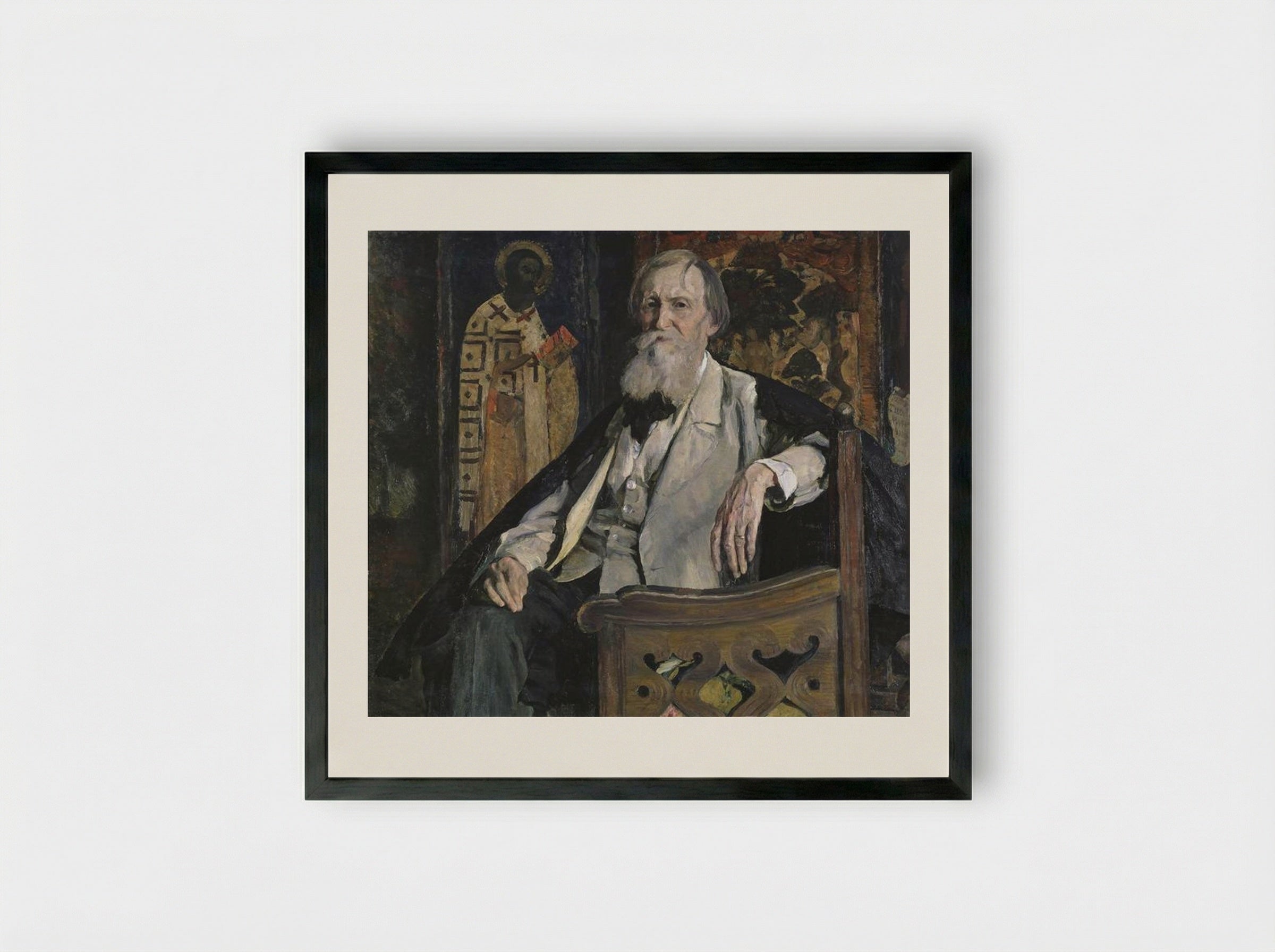 Portrait of Victor Vasnetsov - Mikhail Nesterov - Framed Print Black