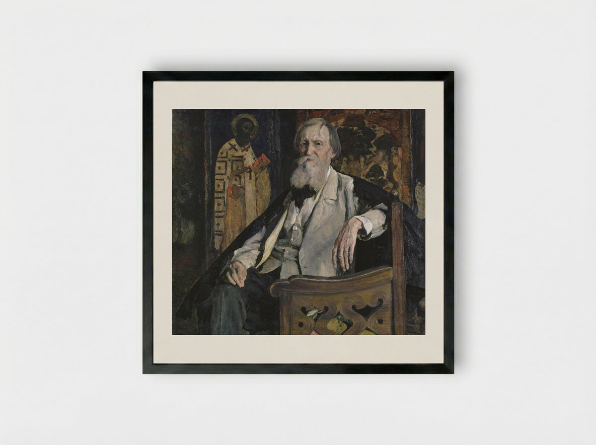 Portrait of Victor Vasnetsov - Mikhail Nesterov - Framed Print Black