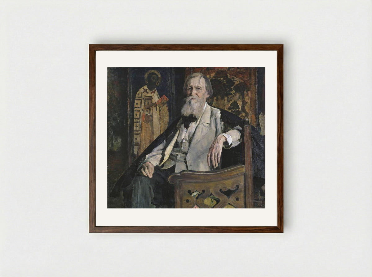 Portrait of Victor Vasnetsov - Mikhail Nesterov - Framed Print Dark Wood