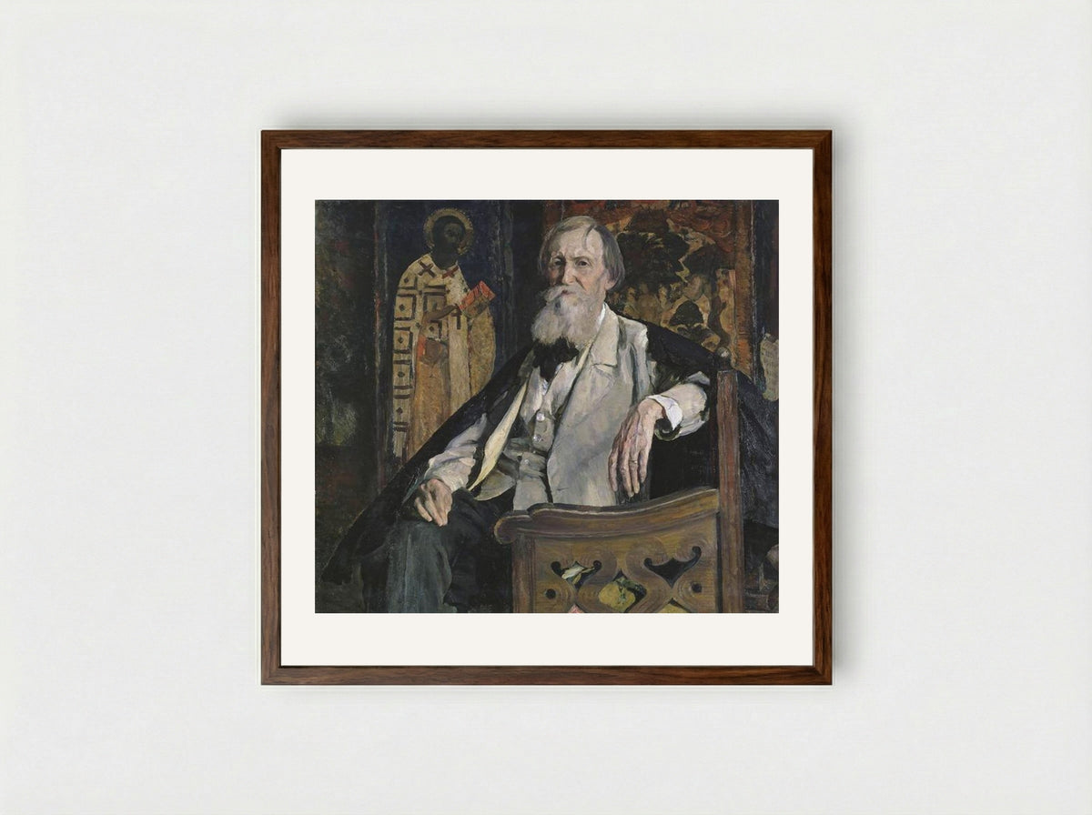 Portrait of Victor Vasnetsov - Mikhail Nesterov - Framed Print Dark Wood