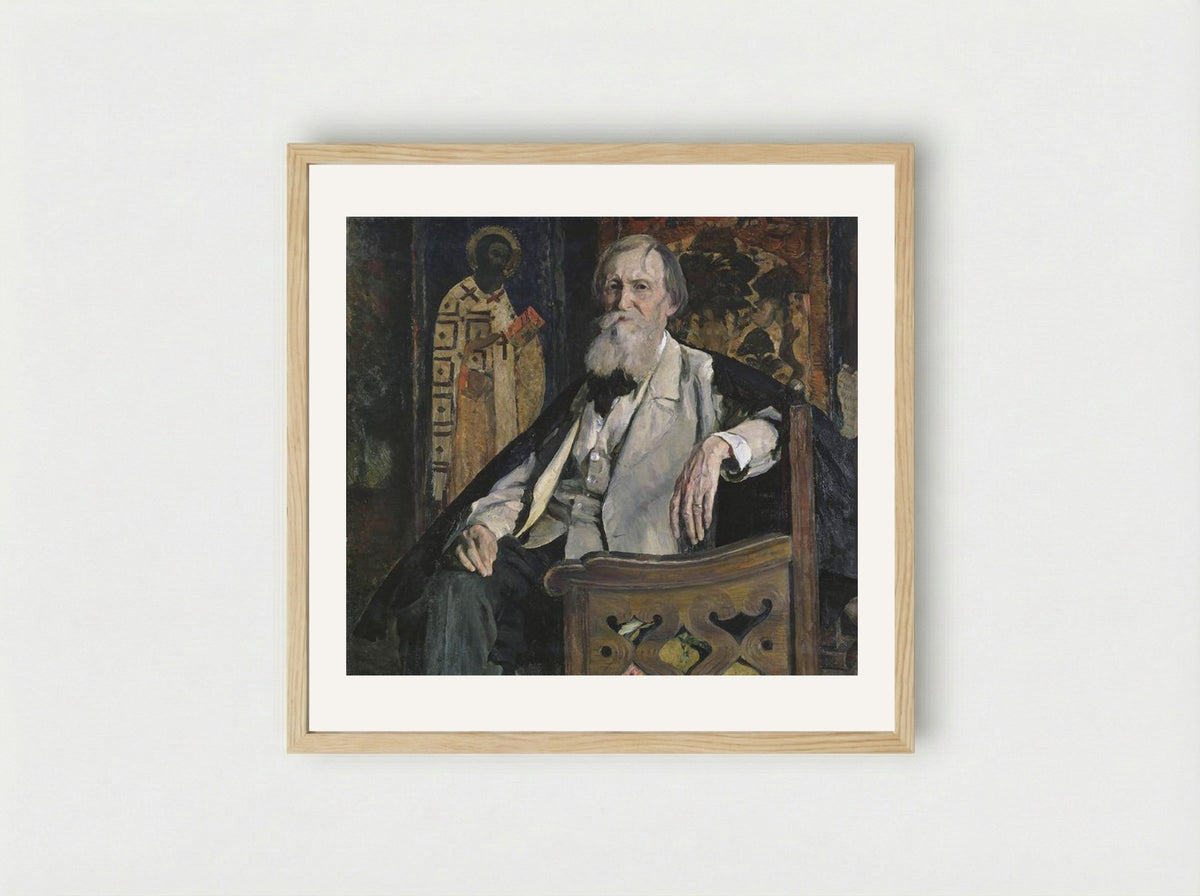 Portrait of Victor Vasnetsov - Mikhail Nesterov - Framed Print Wood