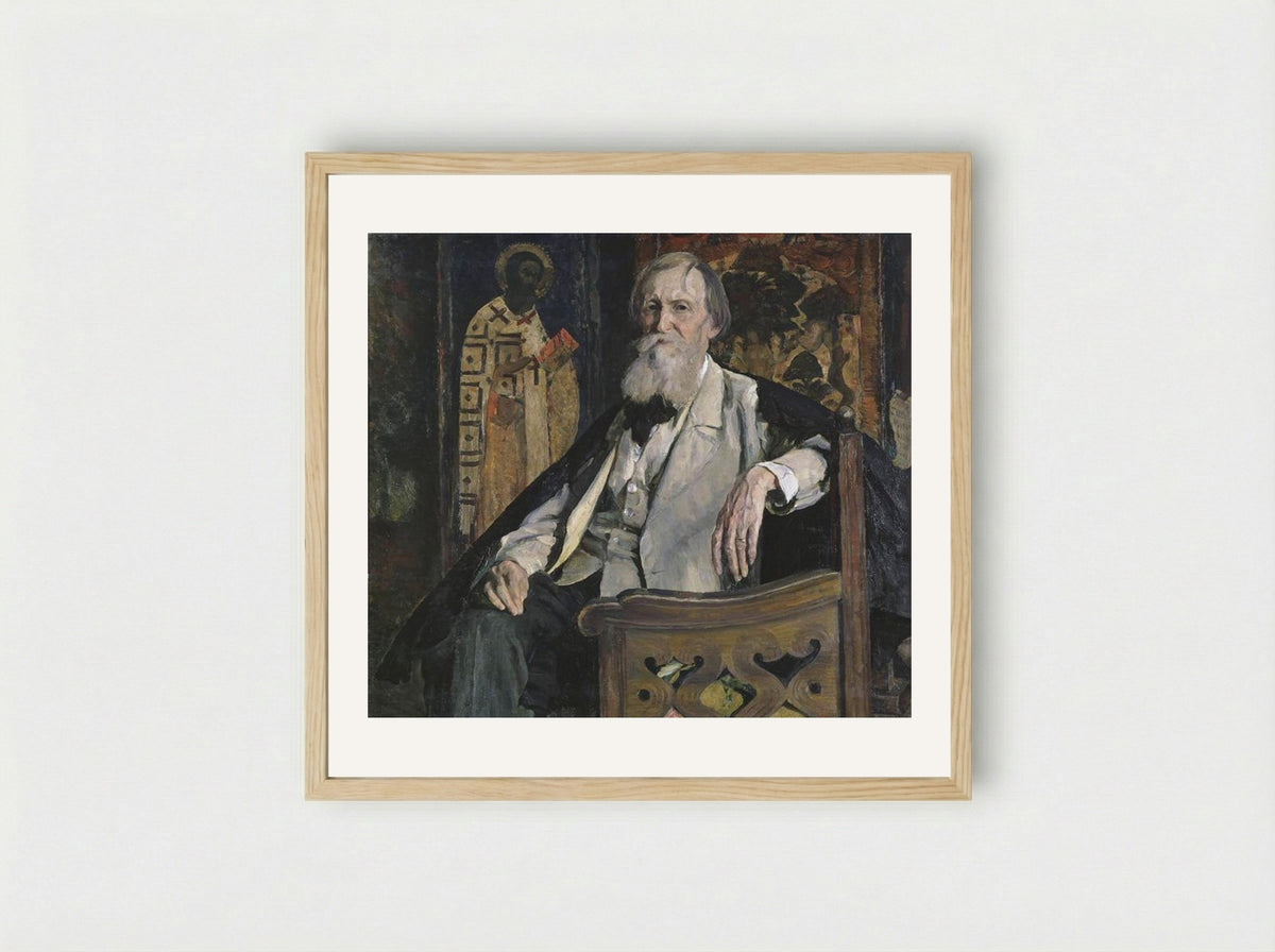Portrait of Victor Vasnetsov - Mikhail Nesterov - Framed Print Wood