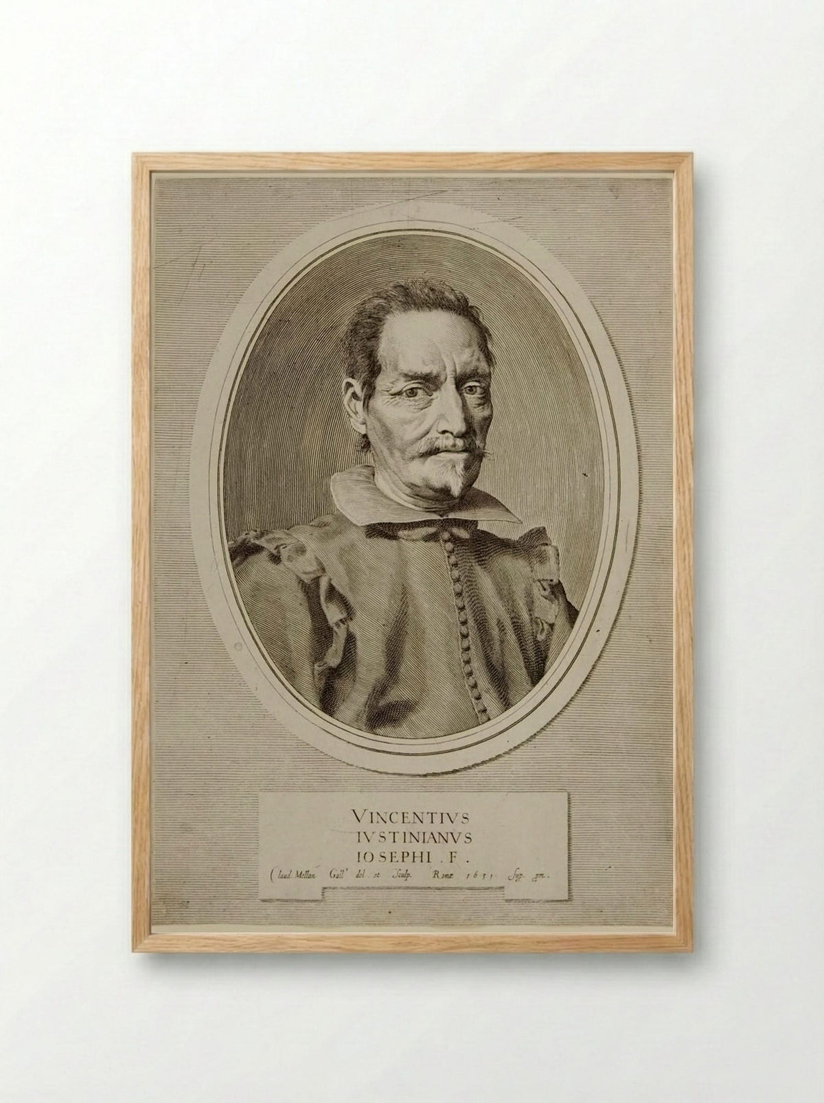Portrait of Vincenzo Giustiniani - Claude Mellan - Framed Print Wood