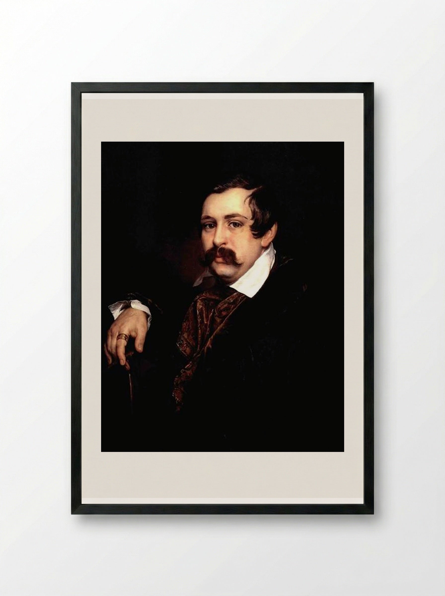 Portrait of Vladimir Artemyevitch Rajewski - Vasily Tropinin - Framed Print Black