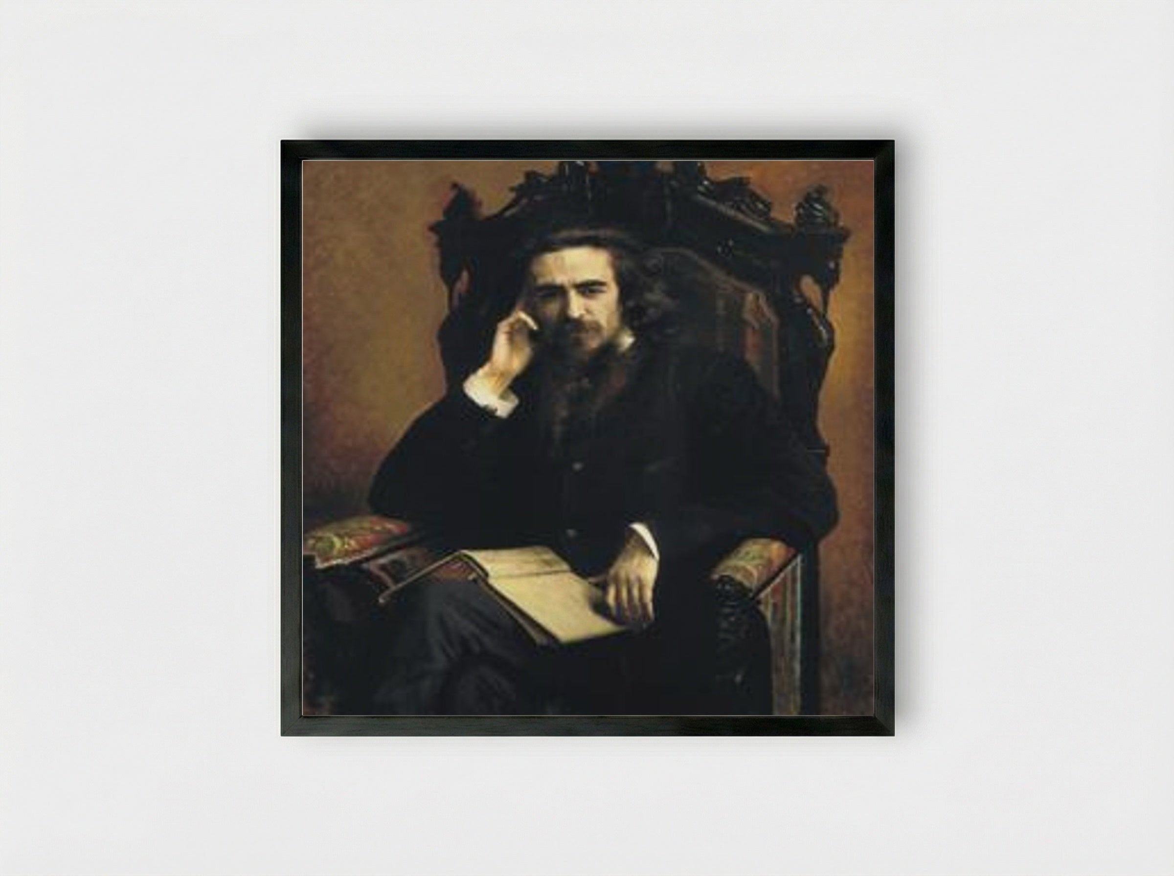 Portrait of Vladimir Solovyov - Ivan Kramskoy - Framed Print Black