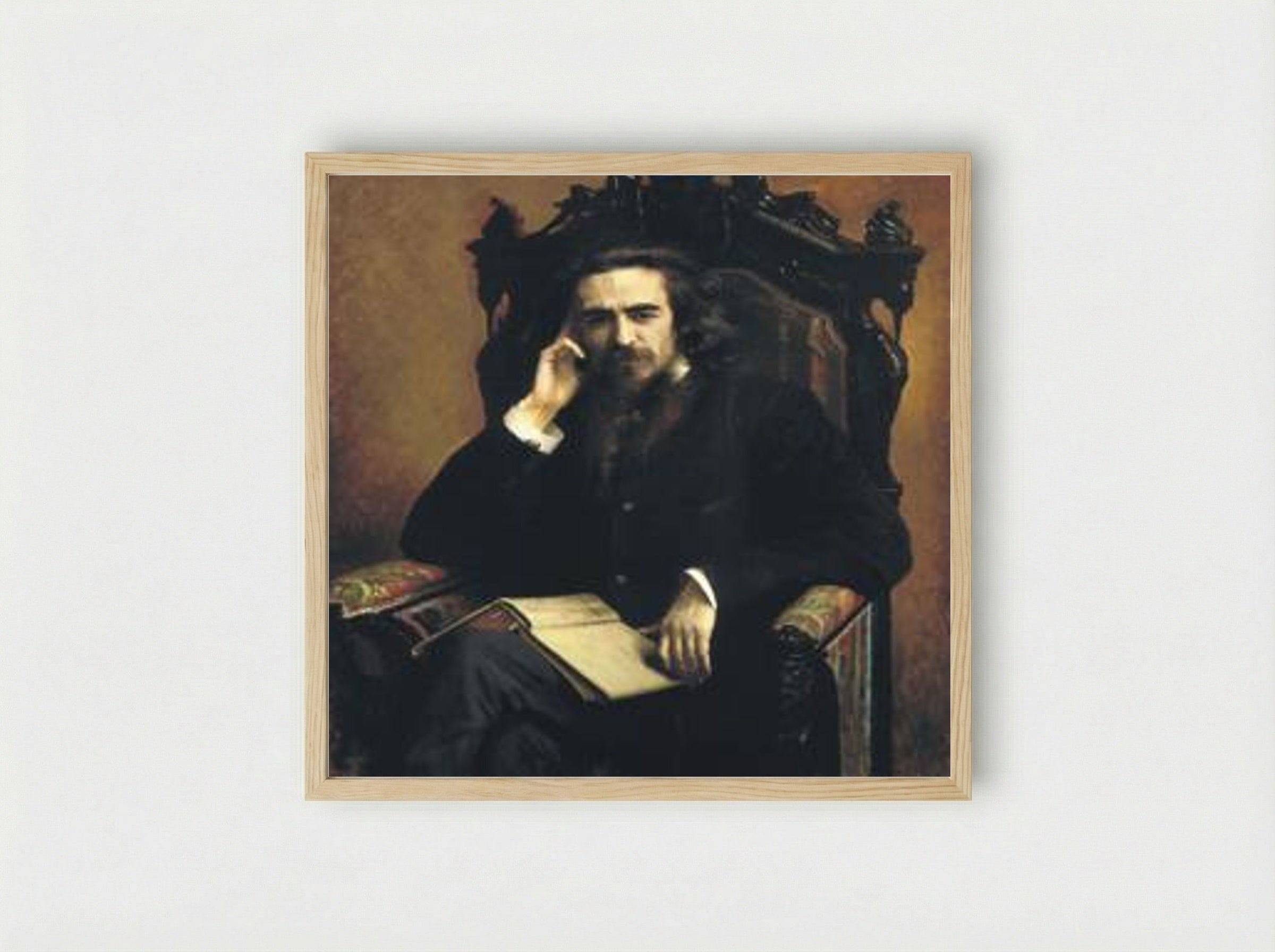 Portrait of Vladimir Solovyov - Ivan Kramskoy - Framed Print Wood