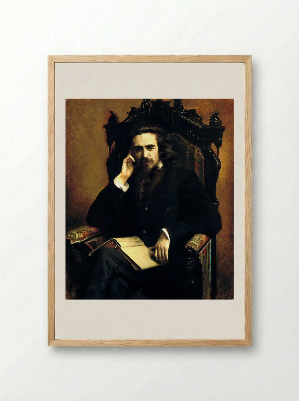 Portrait of Vladimir Solovyov - Ivan Kramskoy - Framed Print Wood