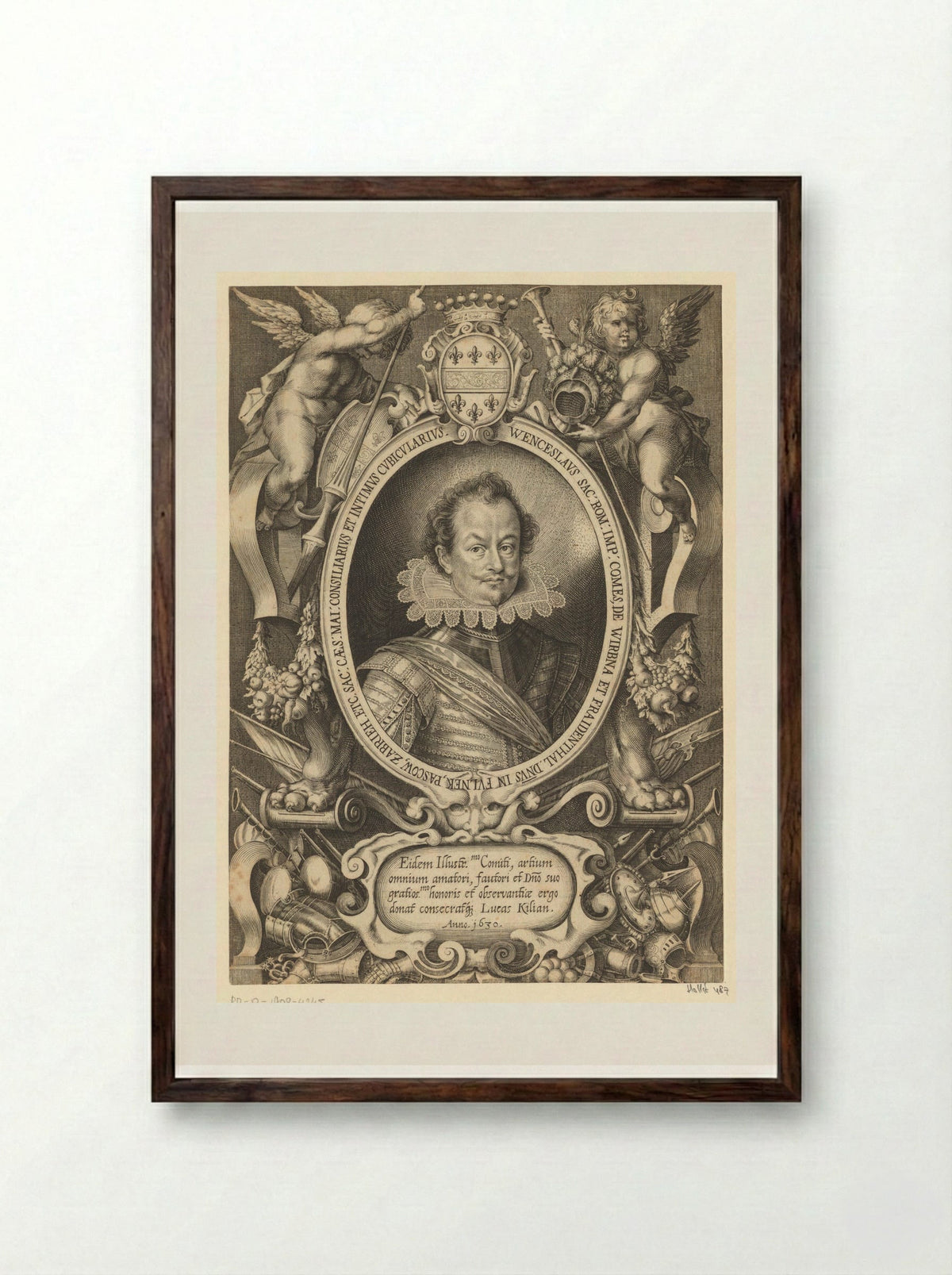 Portrait of Wenzel von Wrbna und Freudenthal - Lucas Kilian - Framed Print Dark Wood