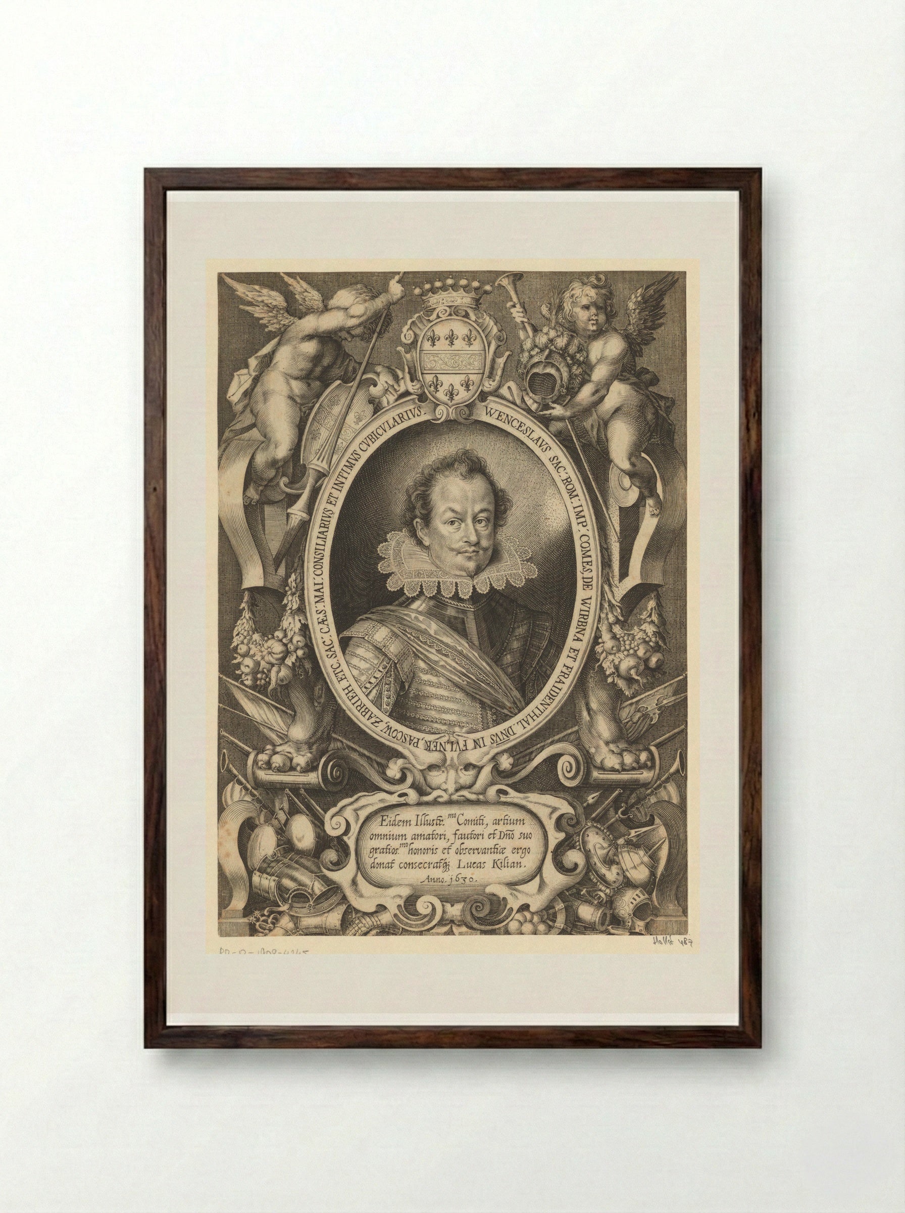 Portrait of Wenzel von Wrbna und Freudenthal - Lucas Kilian - Framed Print Dark Wood