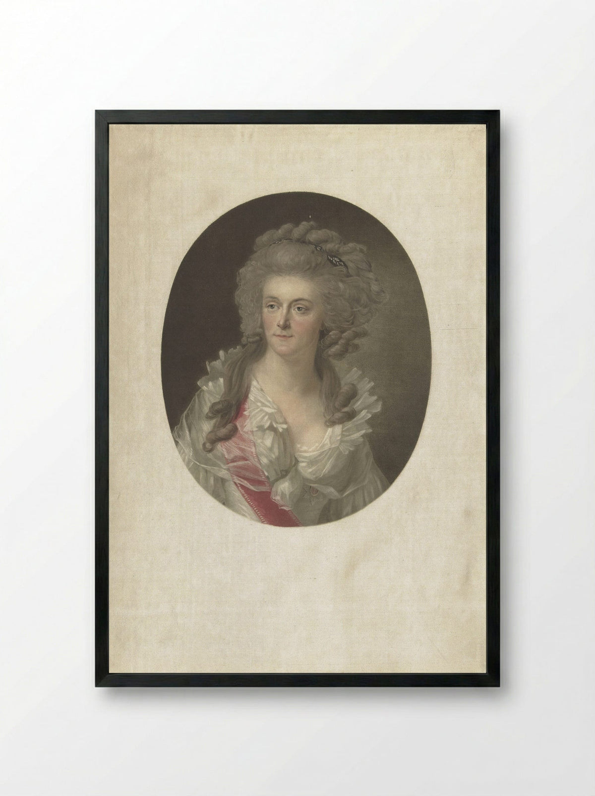 Portrait of Wilhelmina of Prussia - Charles Melchior Descourtis - Framed Print Black