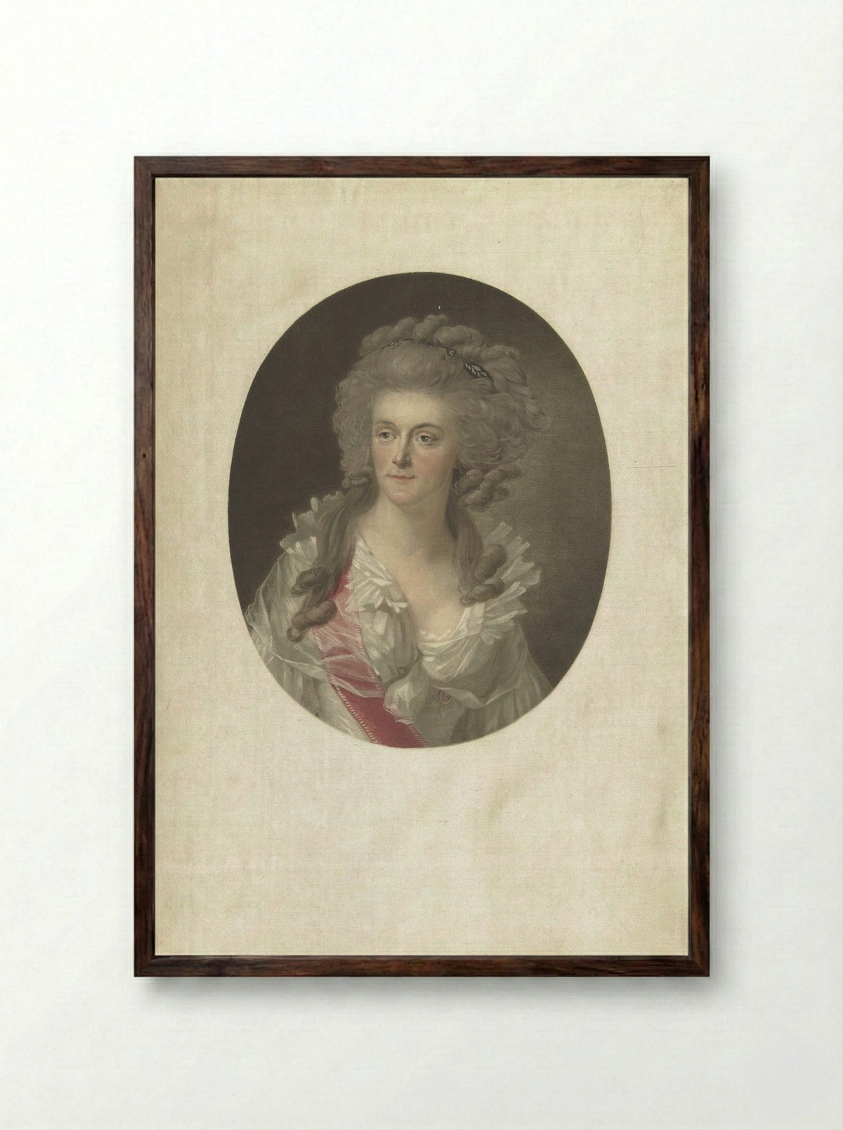 Portrait of Wilhelmina of Prussia - Charles Melchior Descourtis - Framed Print Dark Wood