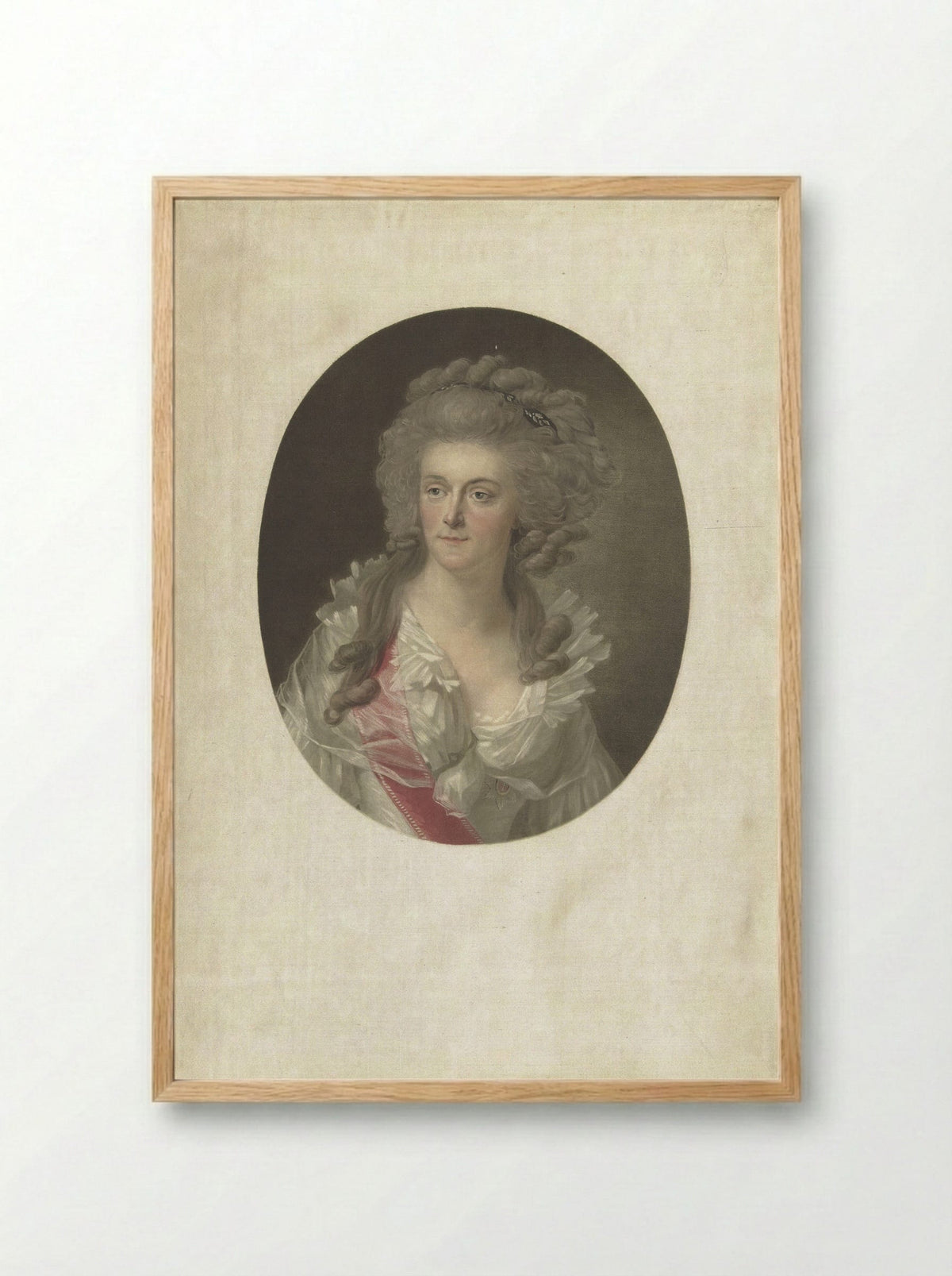 Portrait of Wilhelmina of Prussia - Charles Melchior Descourtis - Framed Print Wood
