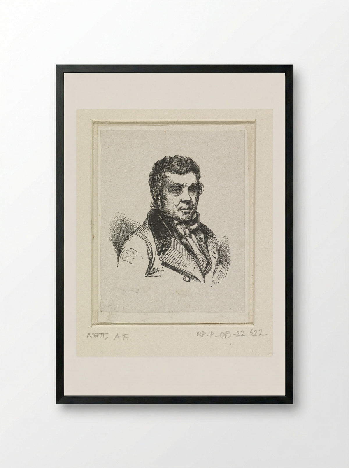 Portrait of Willem Bartel van der Kooi - Albertus Johannes Theodorus Nett - Framed Print Black