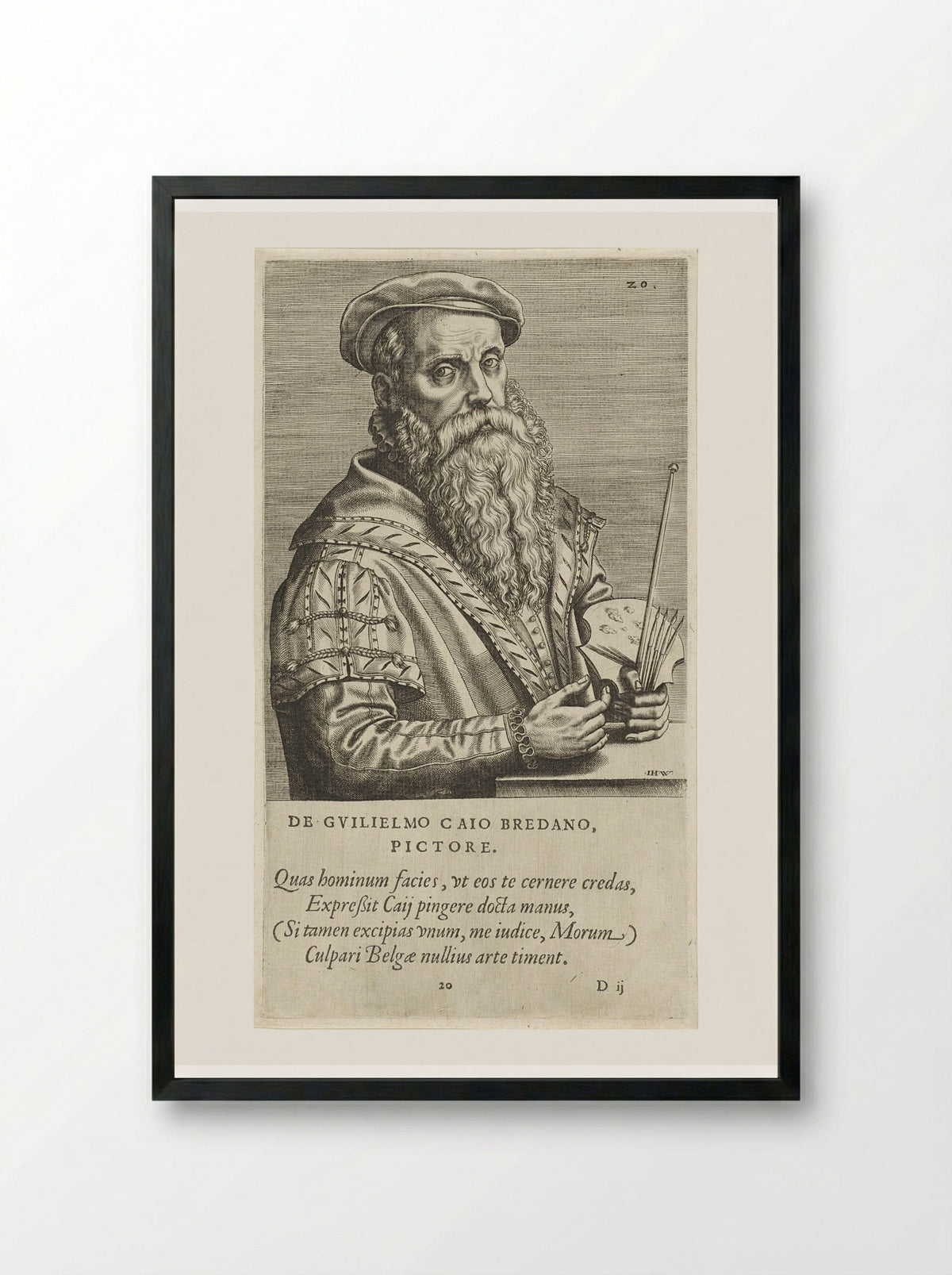 Portrait of Willem Key - Johannes Wierix - Framed Print Black