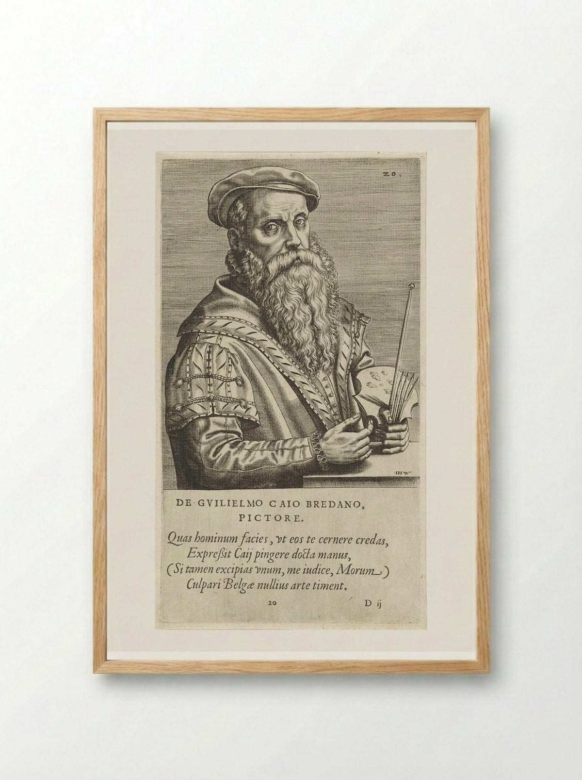 Portrait of Willem Key - Johannes Wierix - Framed Print Wood