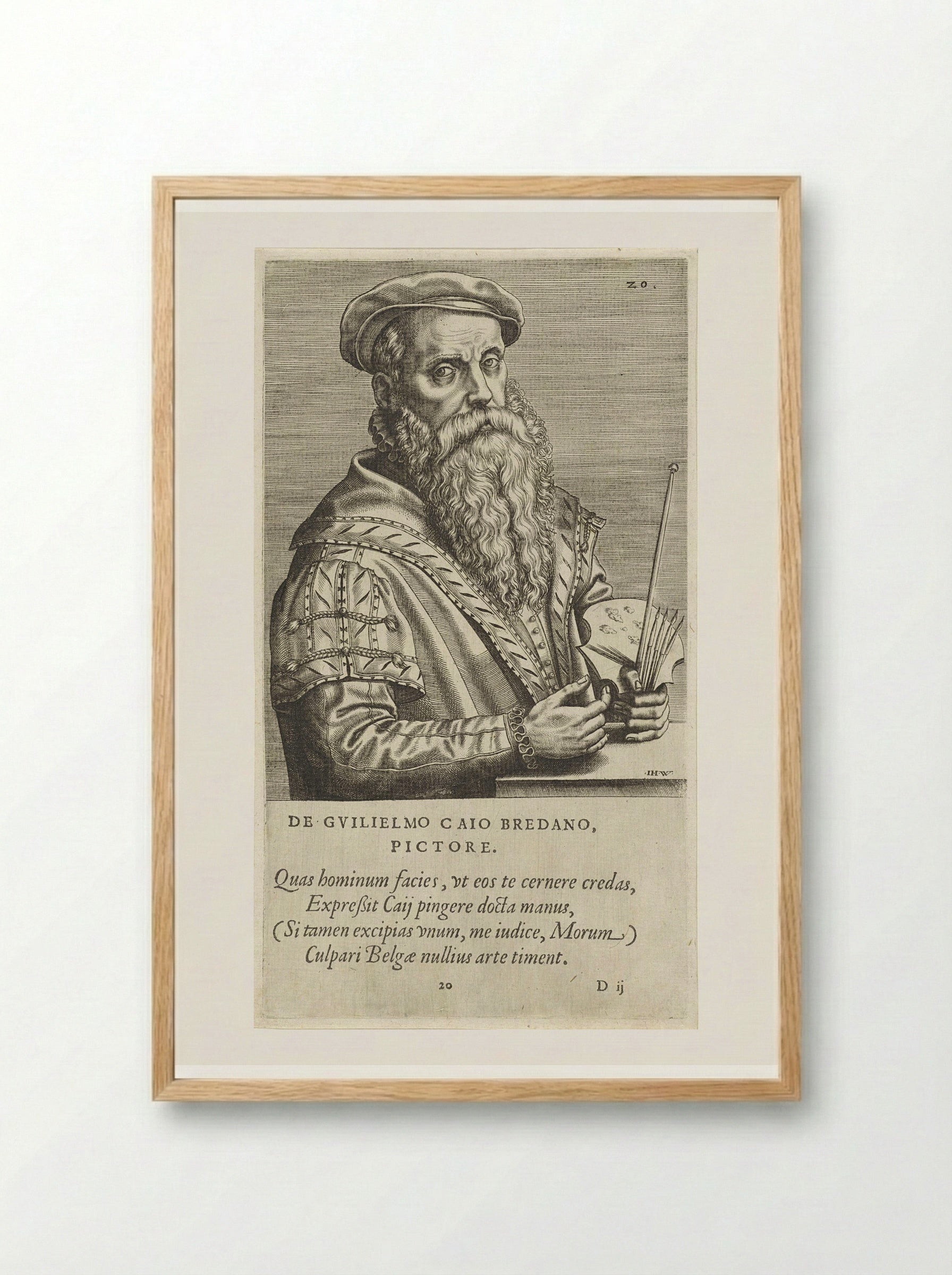 Portrait of Willem Key - Johannes Wierix - Framed Print Wood