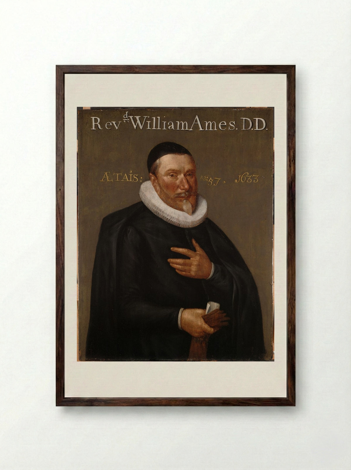 Portrait of William Ames - Willem van der Vliet - Framed Print Dark Wood